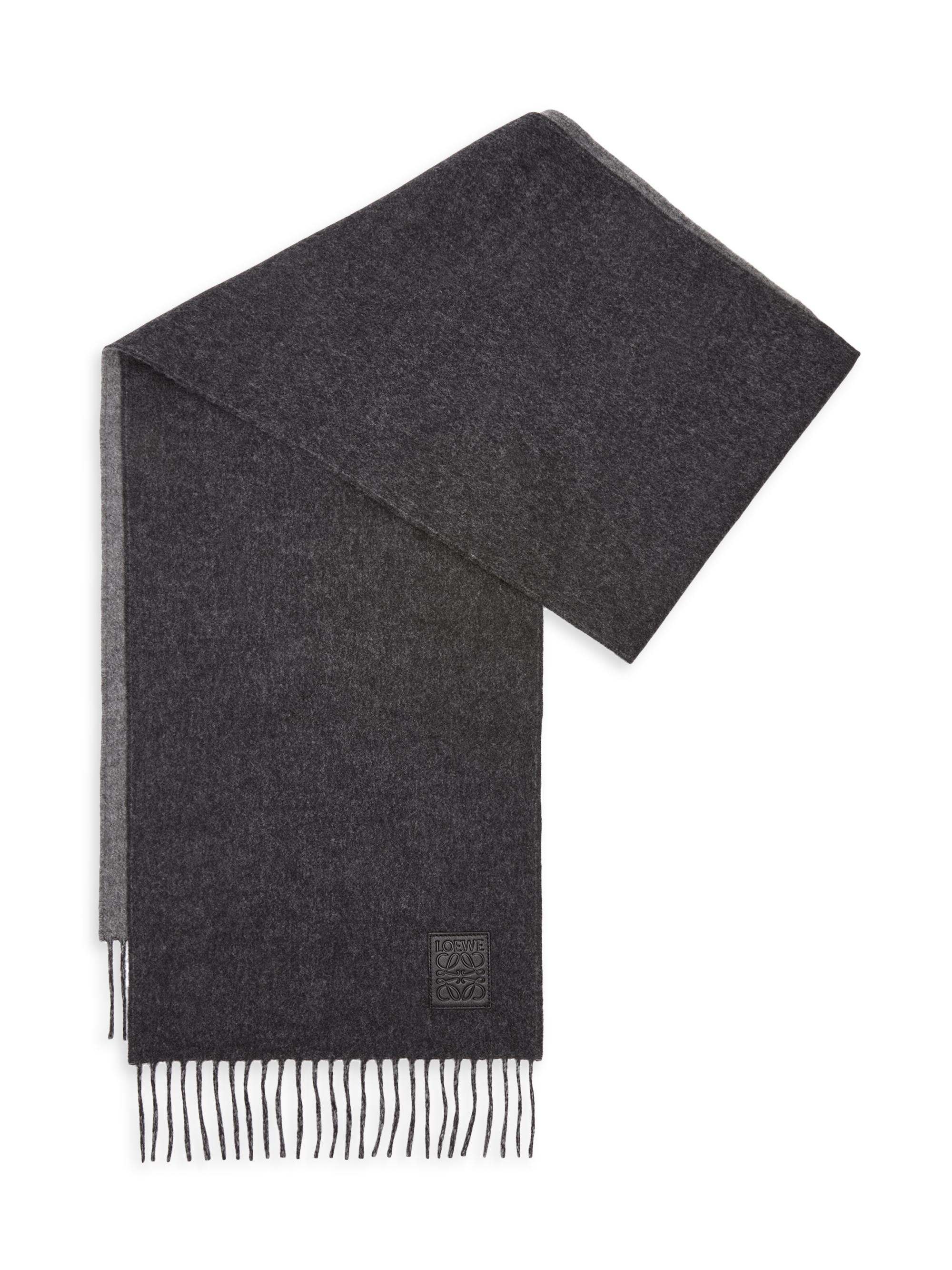 LOEWE Men's Logo Wool-Cashmere Scarf - Black Grey