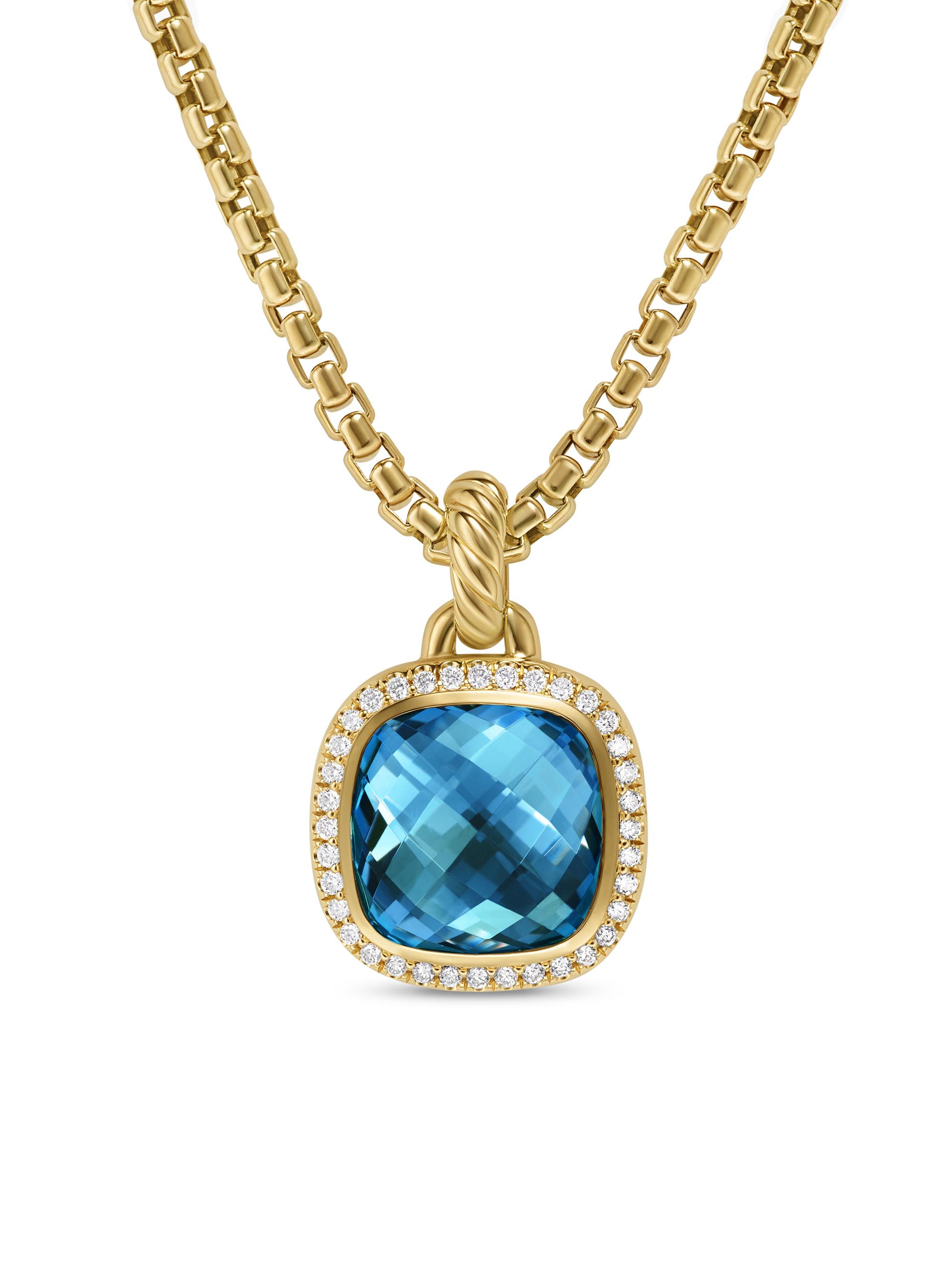 David Yurman Women's Albion Pendant in 18K Yellow Gold - Hampton Blue Topaz