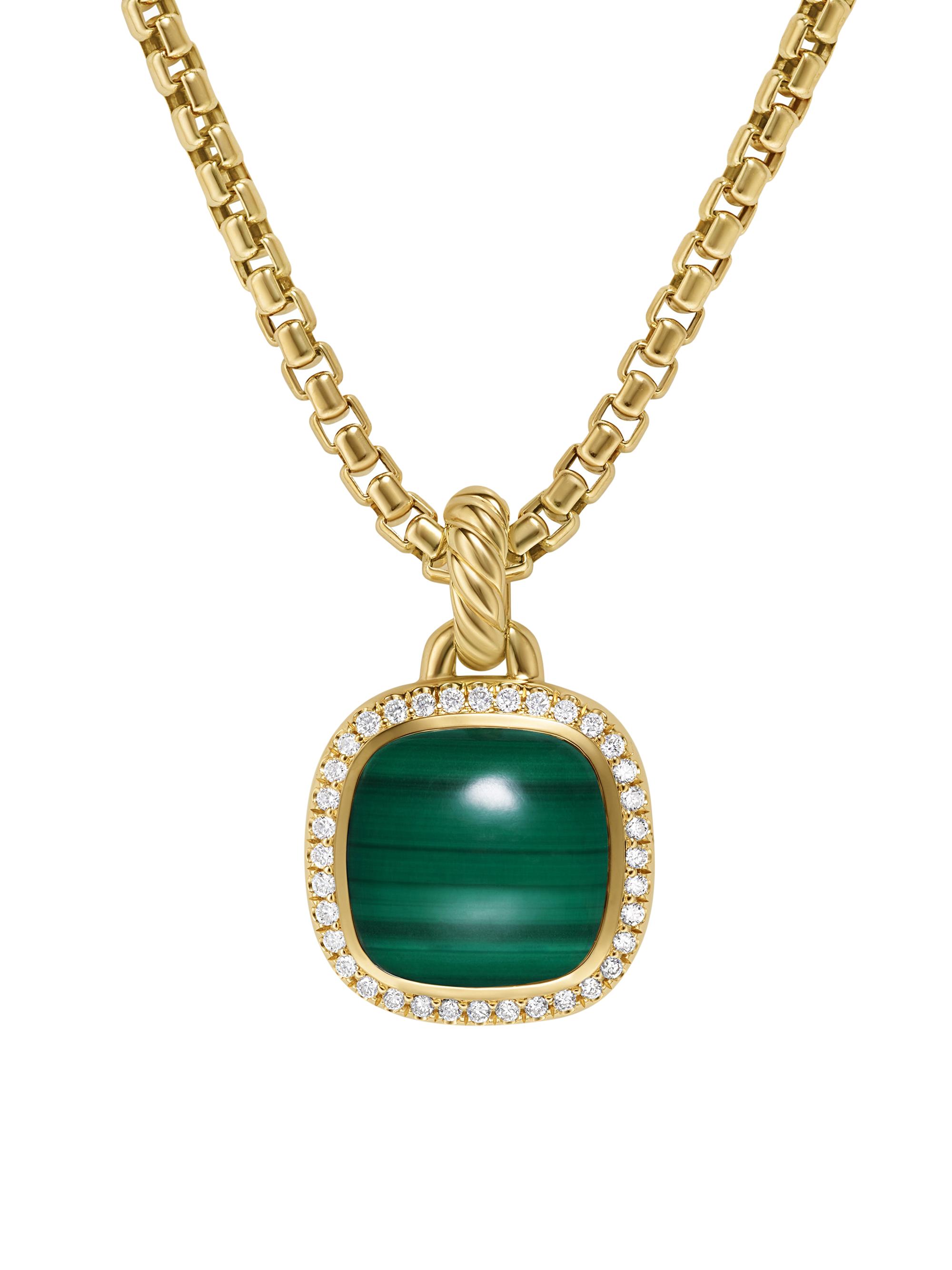 David Yurman Women's Albion Pendant in 18K Yellow Gold - Malachite