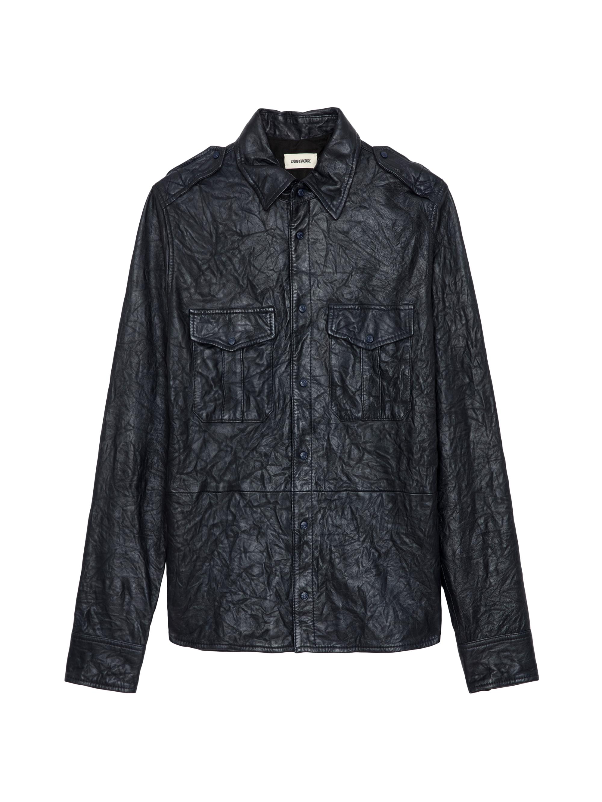 Zadig & Voltaire Women's Taska Cuir Froisse Leather Shirt - Encre