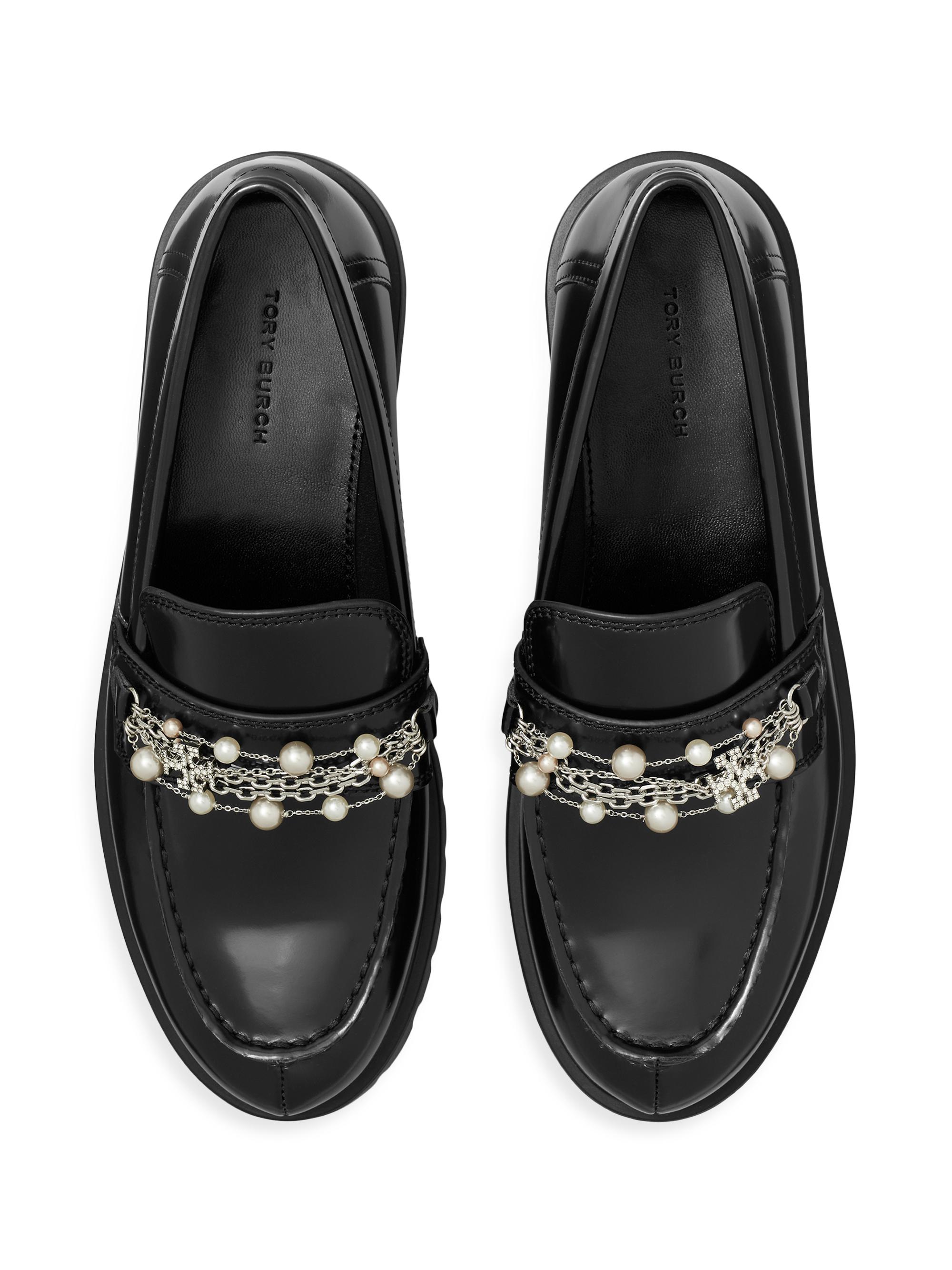 Tory Burch Classic Embellished Leather Loafers | Saks Fifth