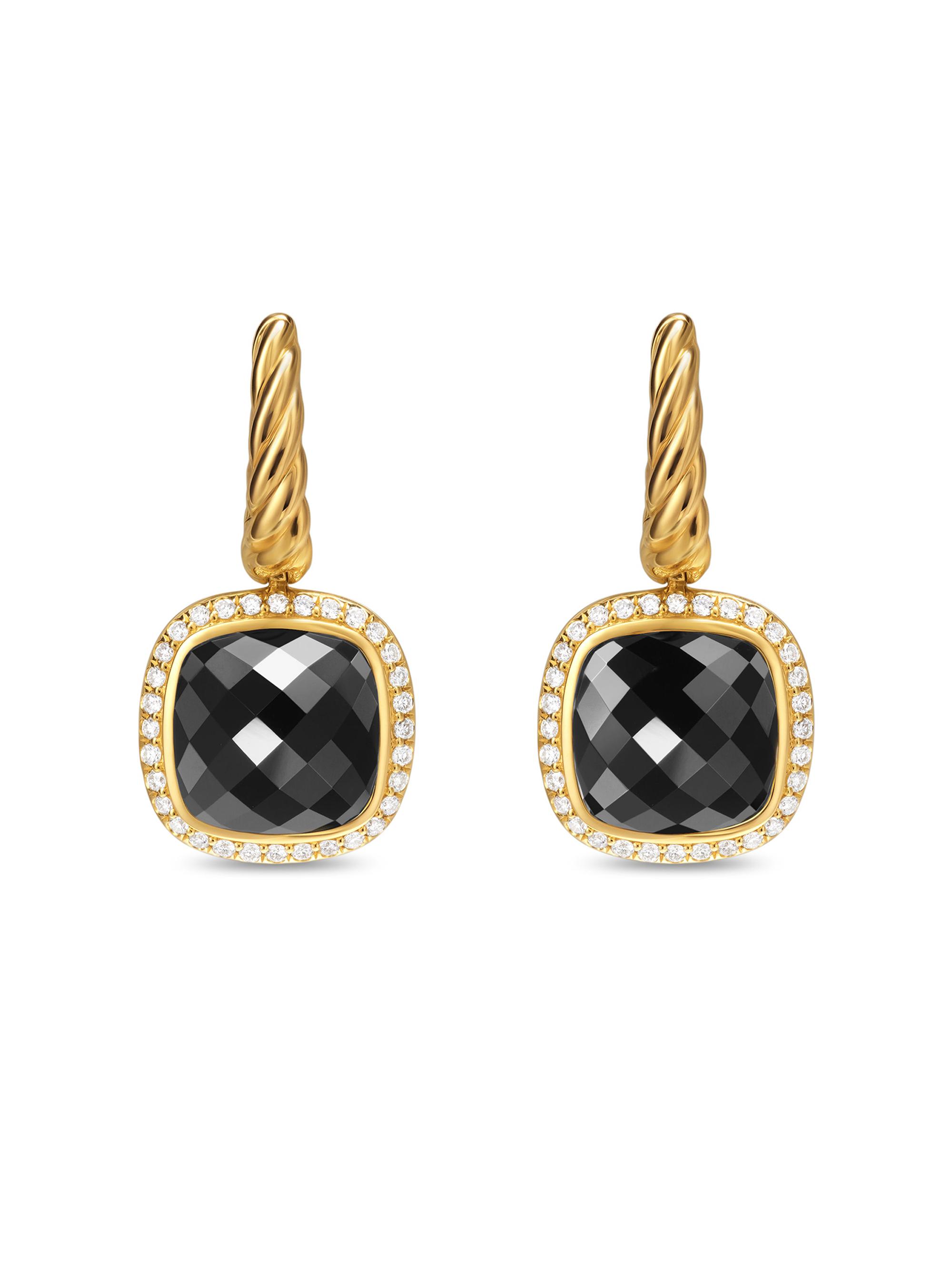 David Yurman Women's Albion Drop Earrings in 18K Yellow Gold - Black Onyx