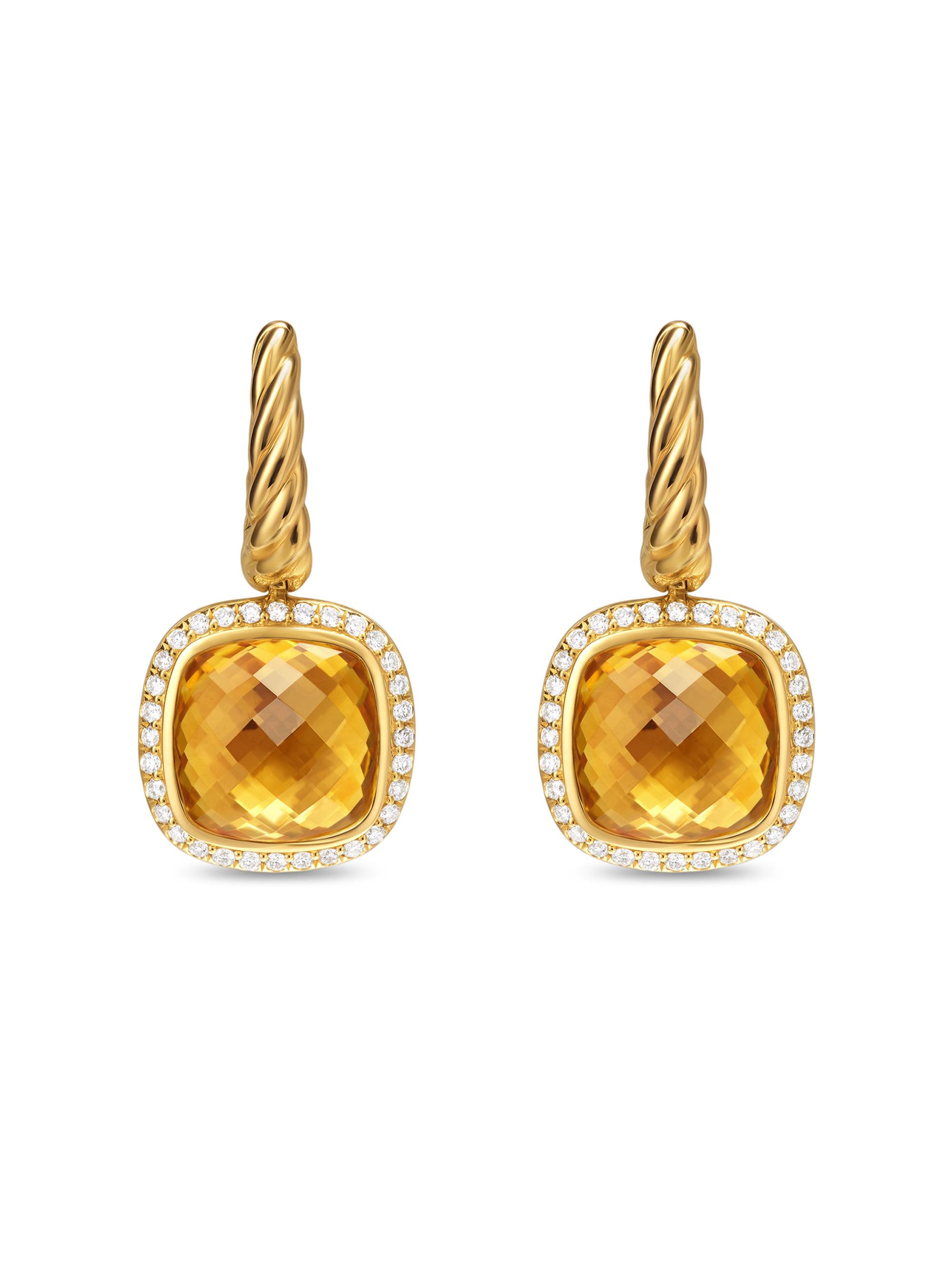 David Yurman Women's Albion Drop Earrings in 18K Yellow Gold - Citrine