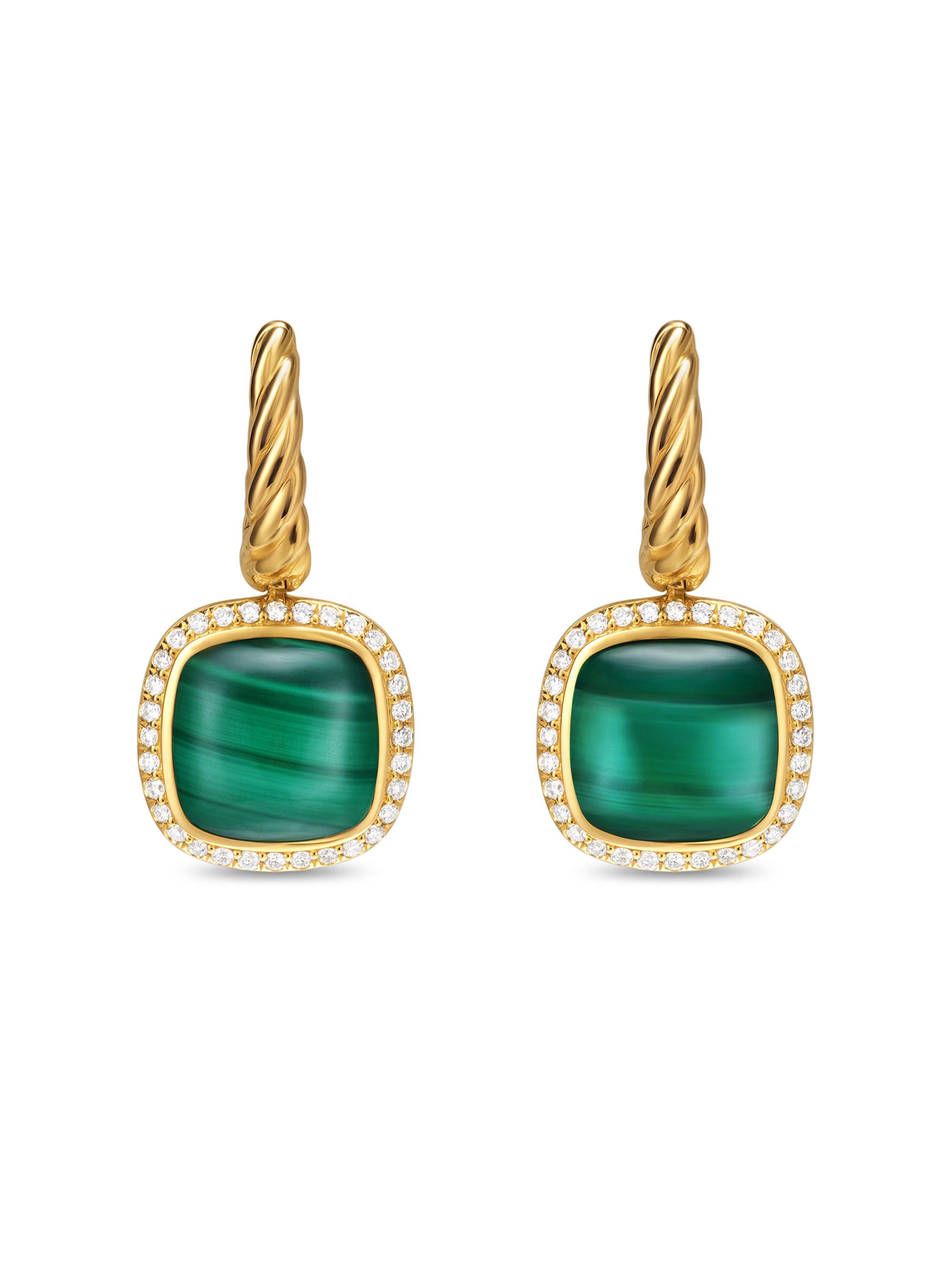 David Yurman Women's Albion Drop Earrings in 18K Yellow Gold - Turquoise