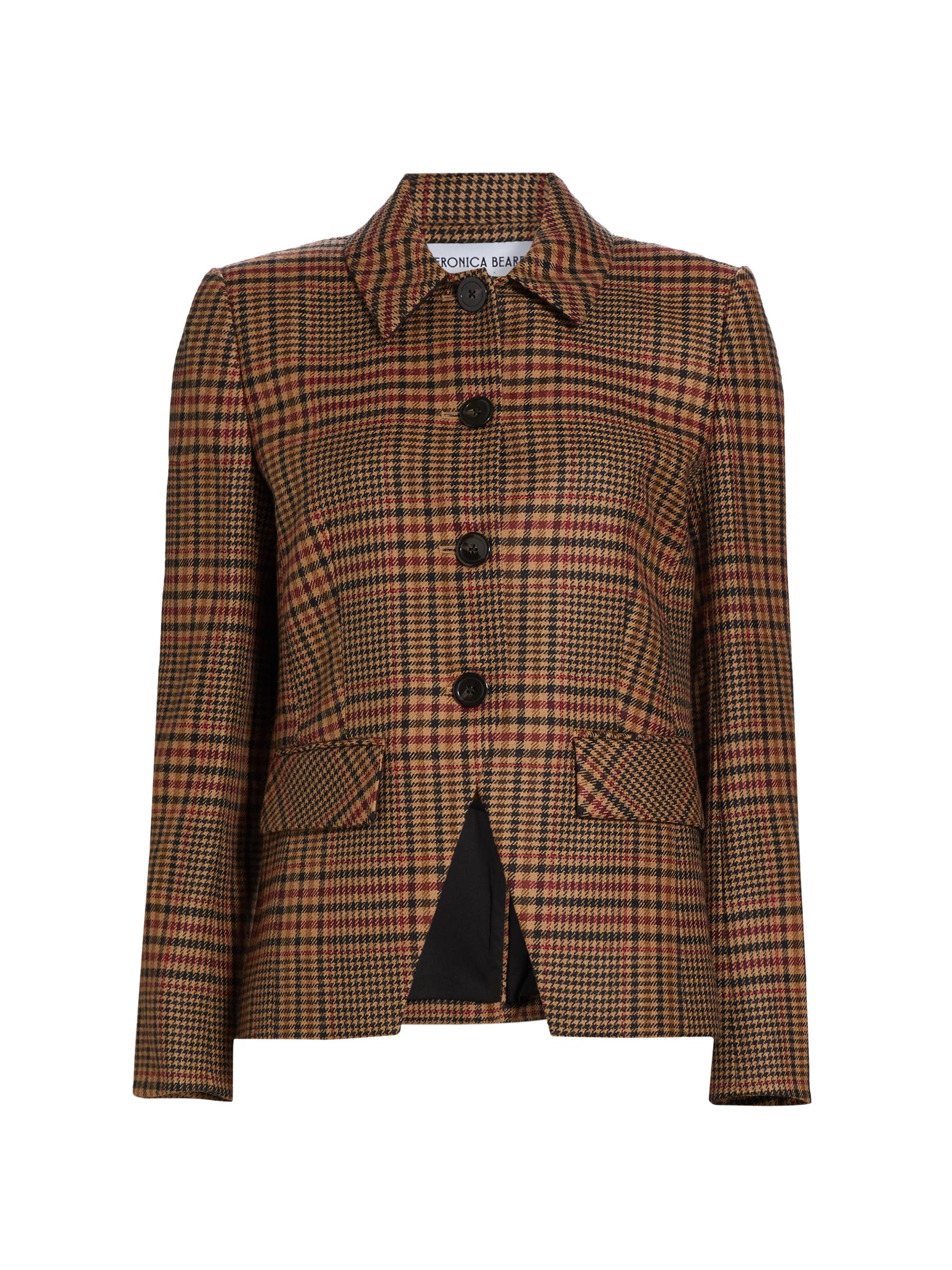 Veronica Beard Women's Aire Check Wool Dickey Jacket - Camel Black