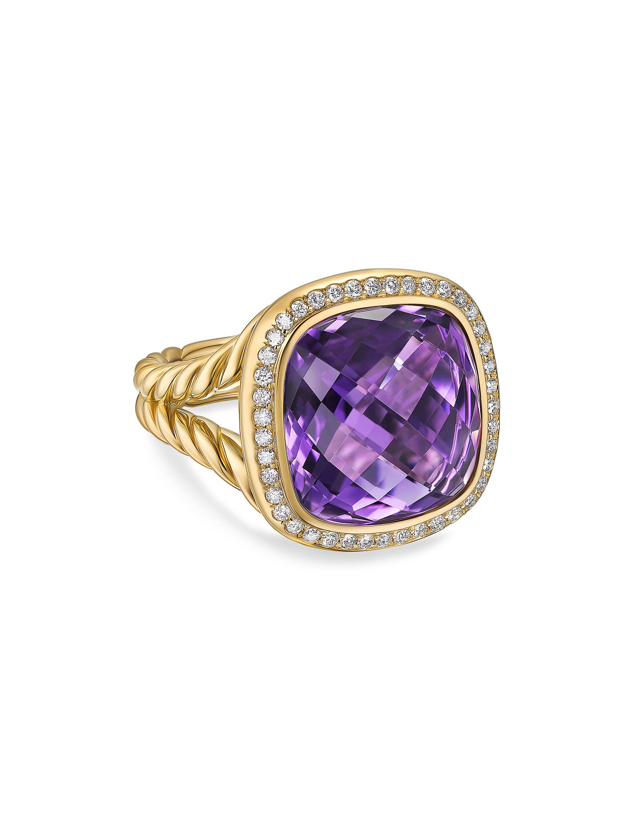 David Yurman Women's Albion Ring in 18K Yellow Gold - Amethyst