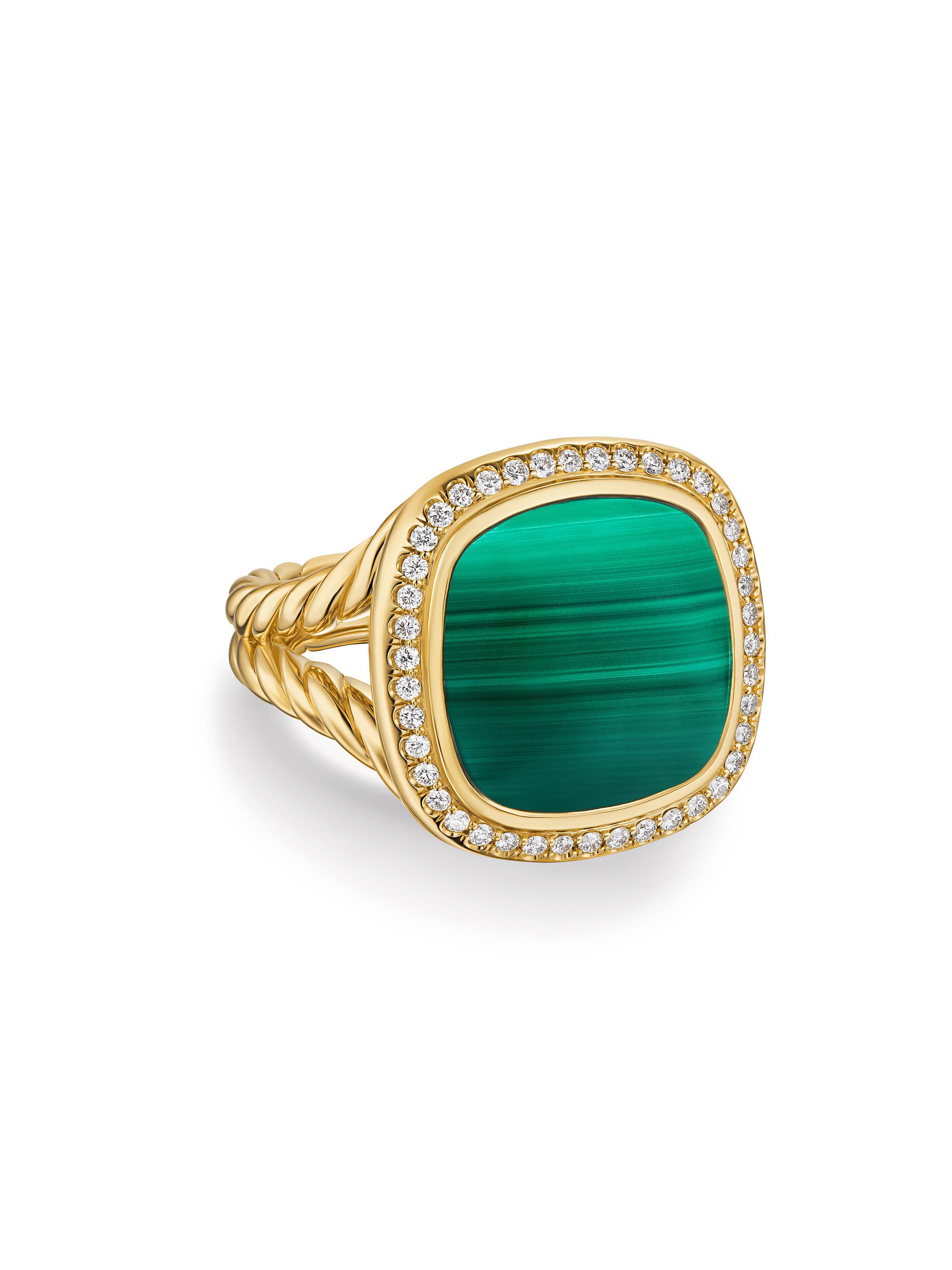 David Yurman Women's Albion Ring in 18K Yellow Gold - Malachite