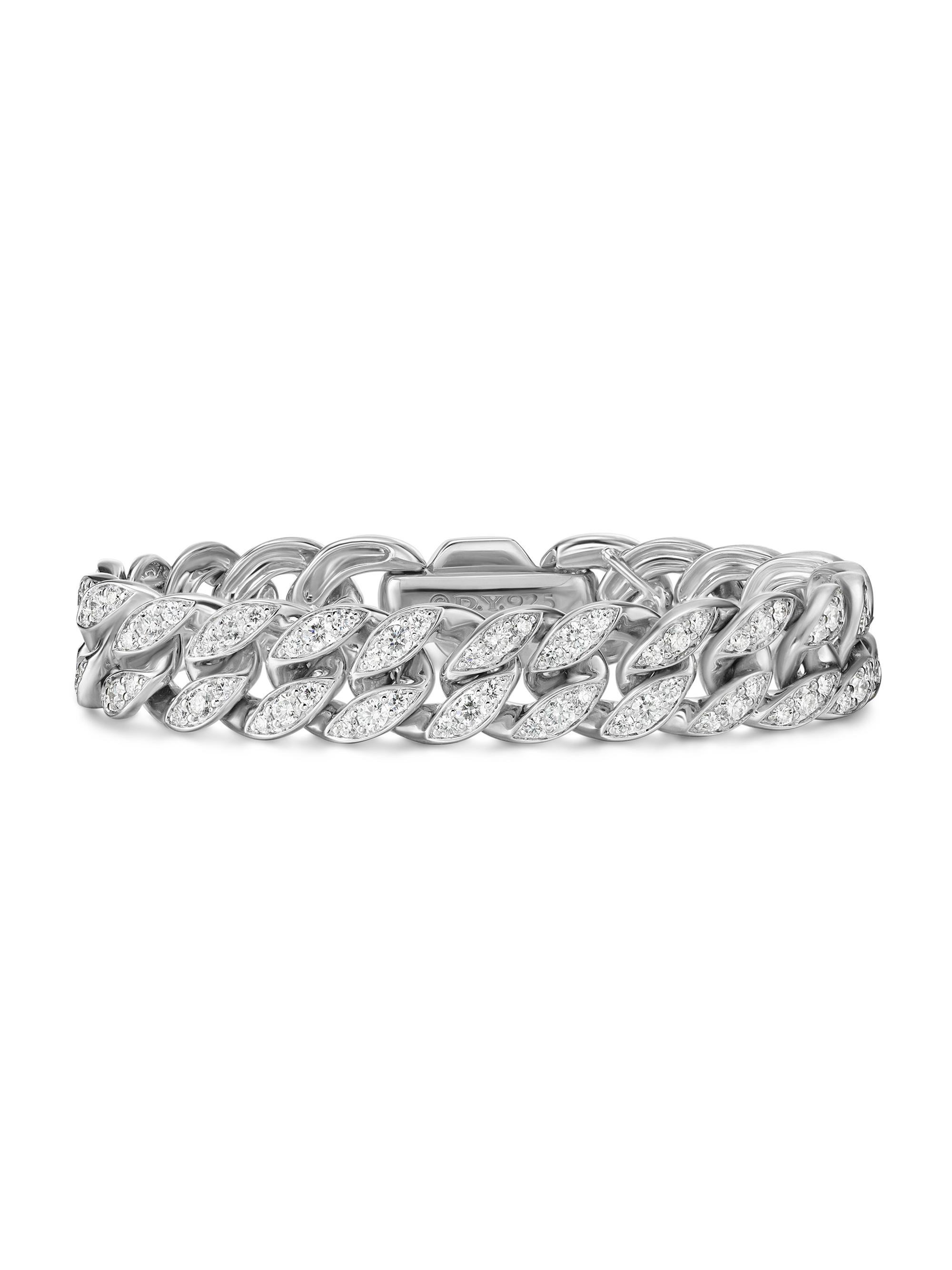 David Yurman Women's Curb Chain Bracelet in Sterling Silver - Diamond