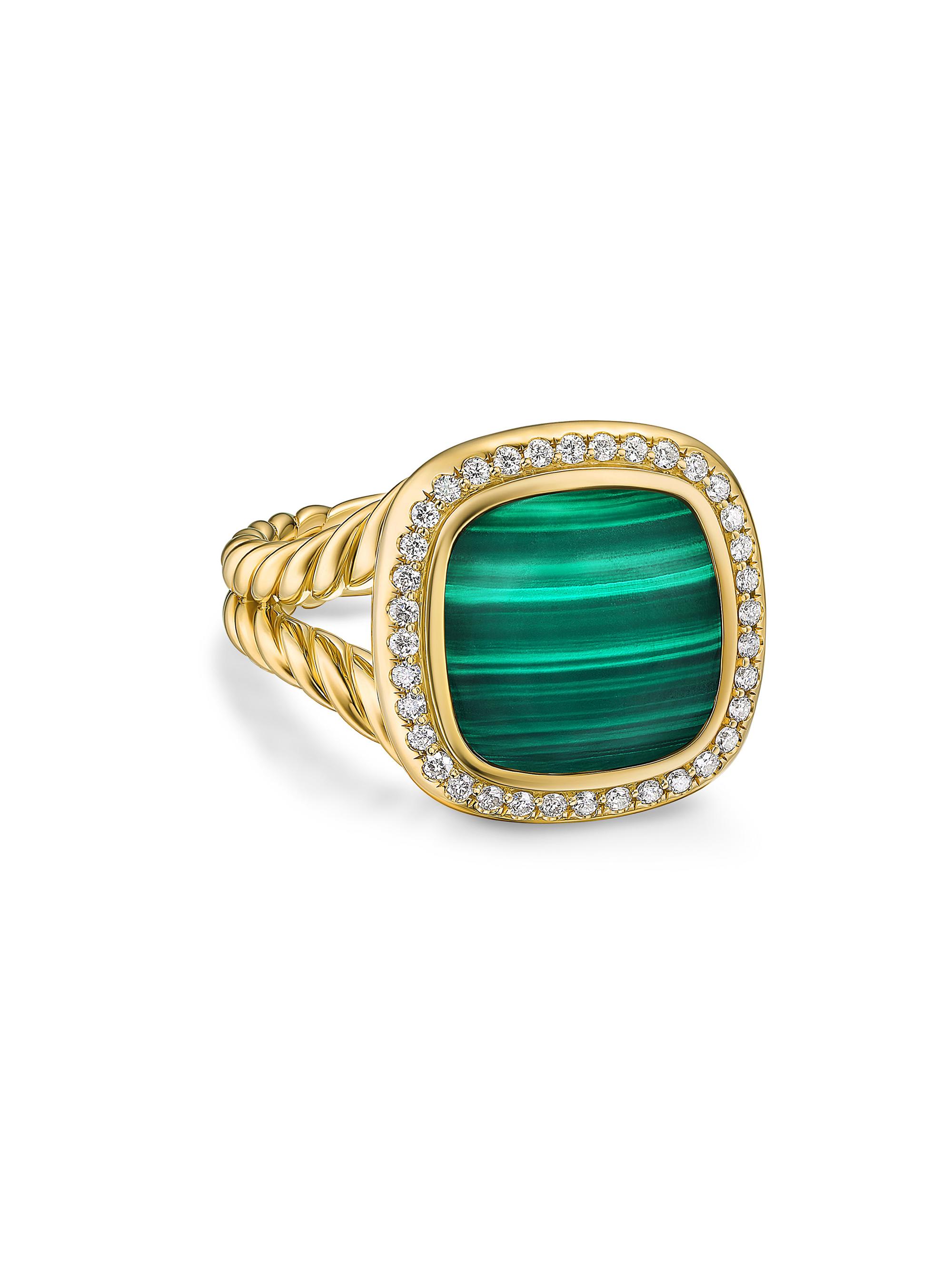 David Yurman Women's Albion Ring in 18K Yellow Gold - Malachite