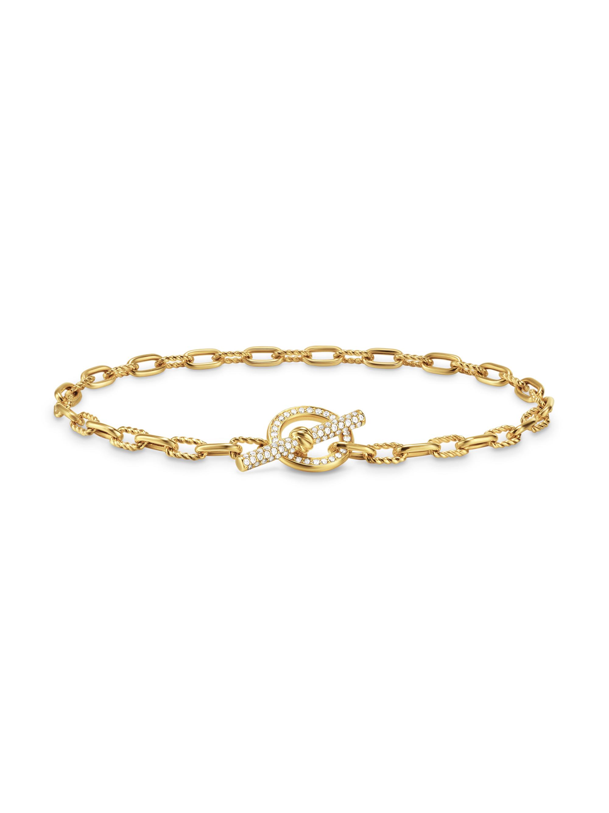 David Yurman Women's DY Madison Pavé Toggle Chain Bracelet in 18K Yellow Gold - Diamond