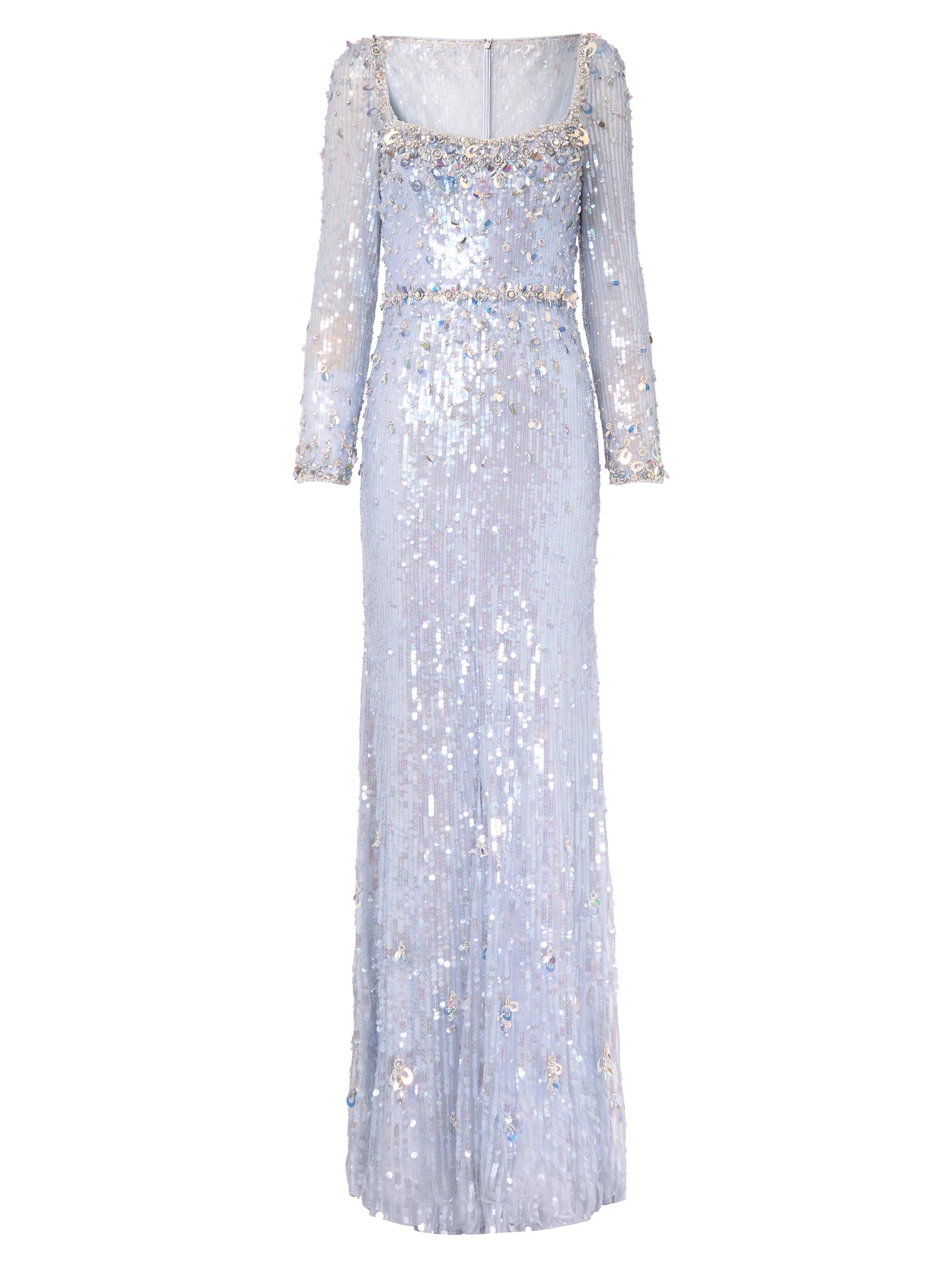 Jenny Packham Women's Kestra Sequined Sheath Gown - Iris