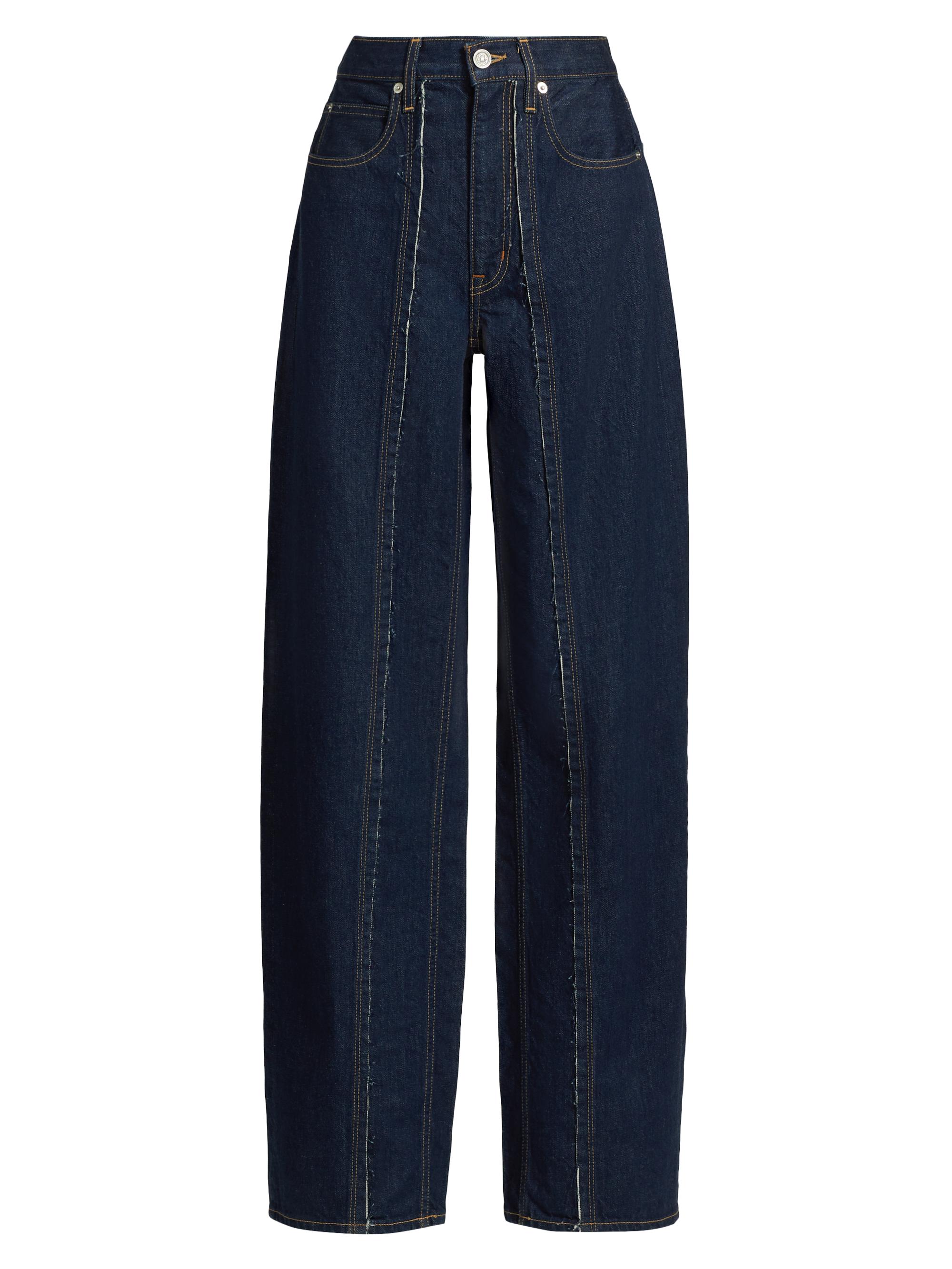 SLVRLAKE Cassie High-Rise Raw-Edge Seamed Barrel-Leg Jeans | Saks
