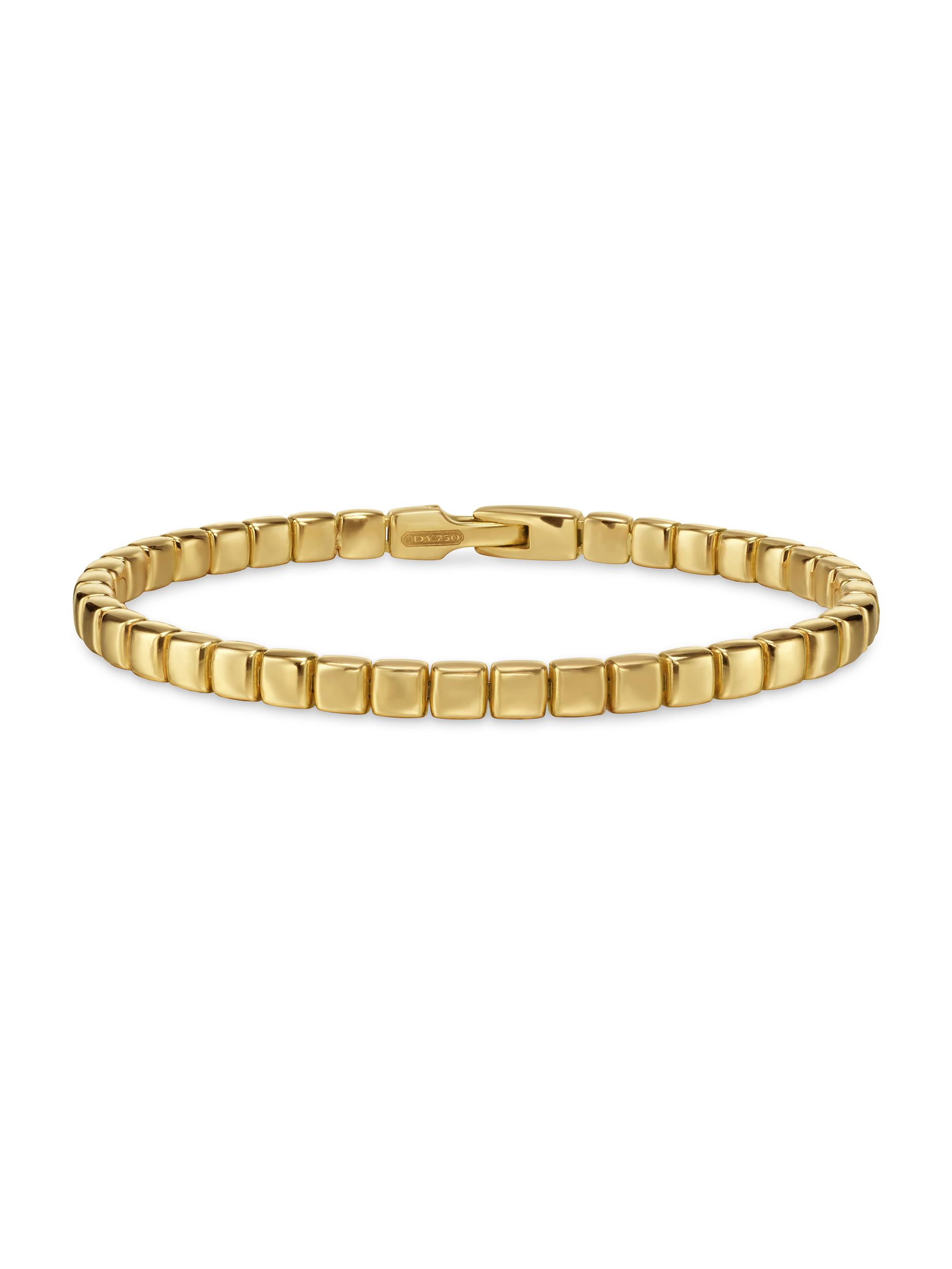 David Yurman Men's Spiritual Beads Tile Bracelet in 18K Yellow Gold, 4.7MM - Gold
