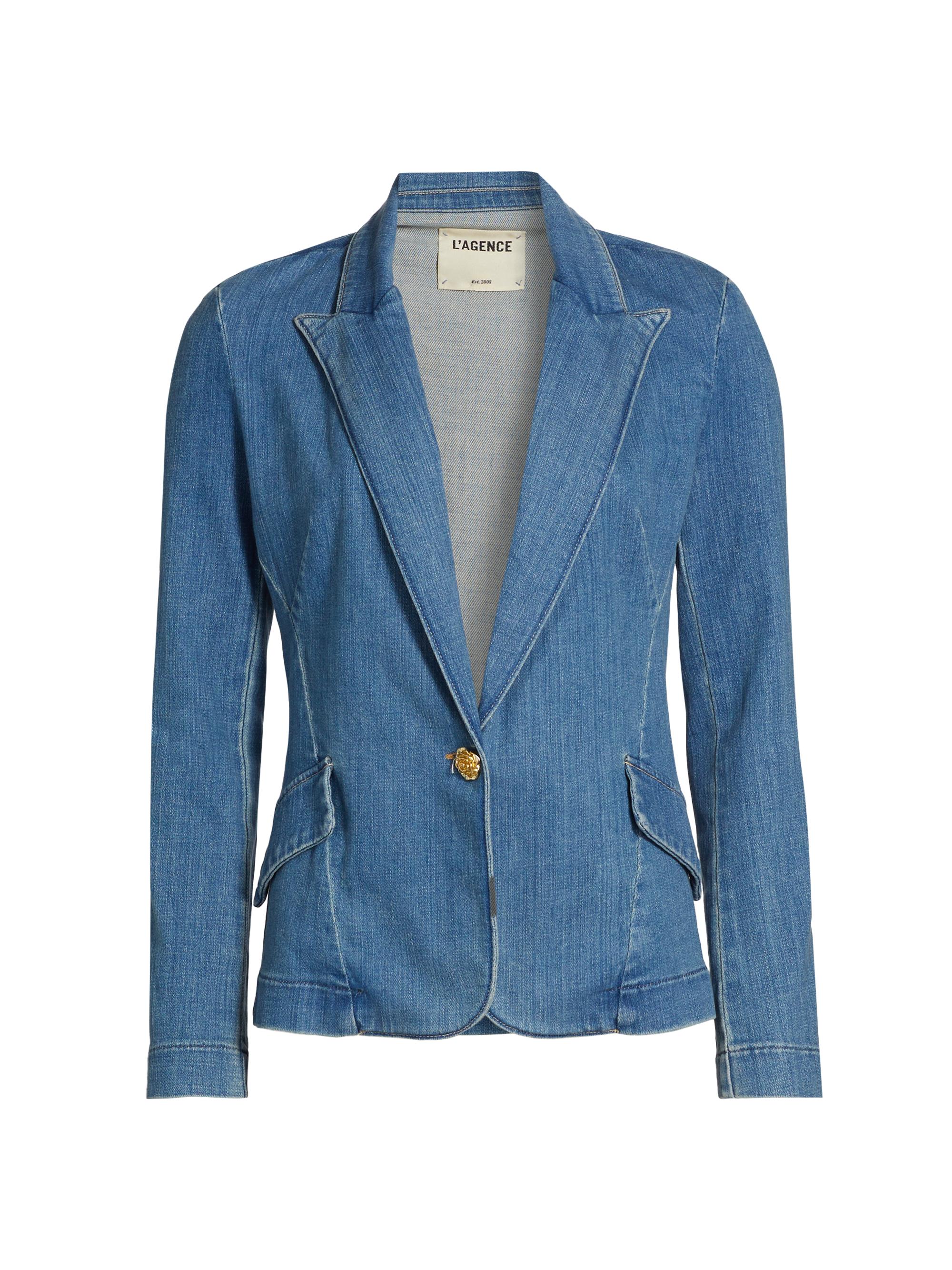 L'AGENCE Baldwin Denim Single-Breasted Blazer Saks Fifth Avenue