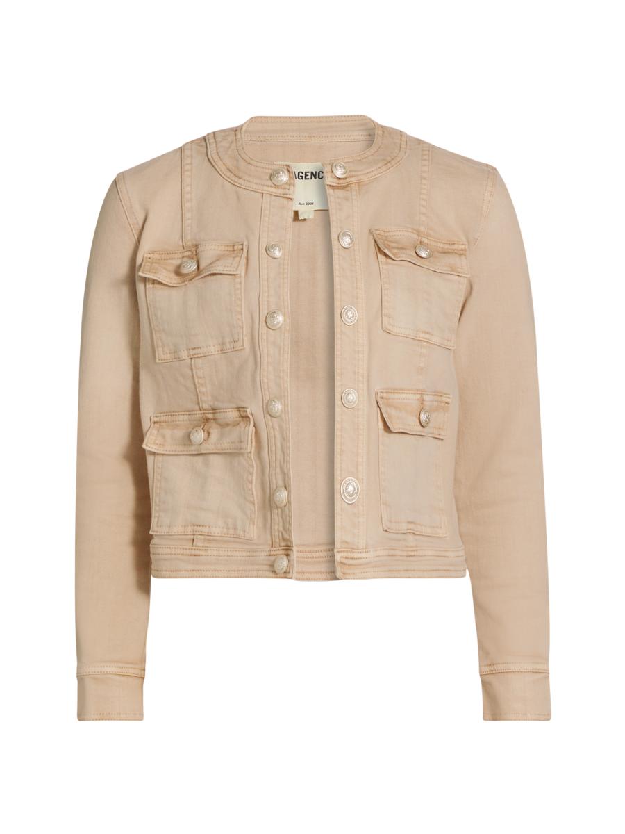 L'AGENCE Yari Collarless Denim Jacket | Saks Fifth Avenue