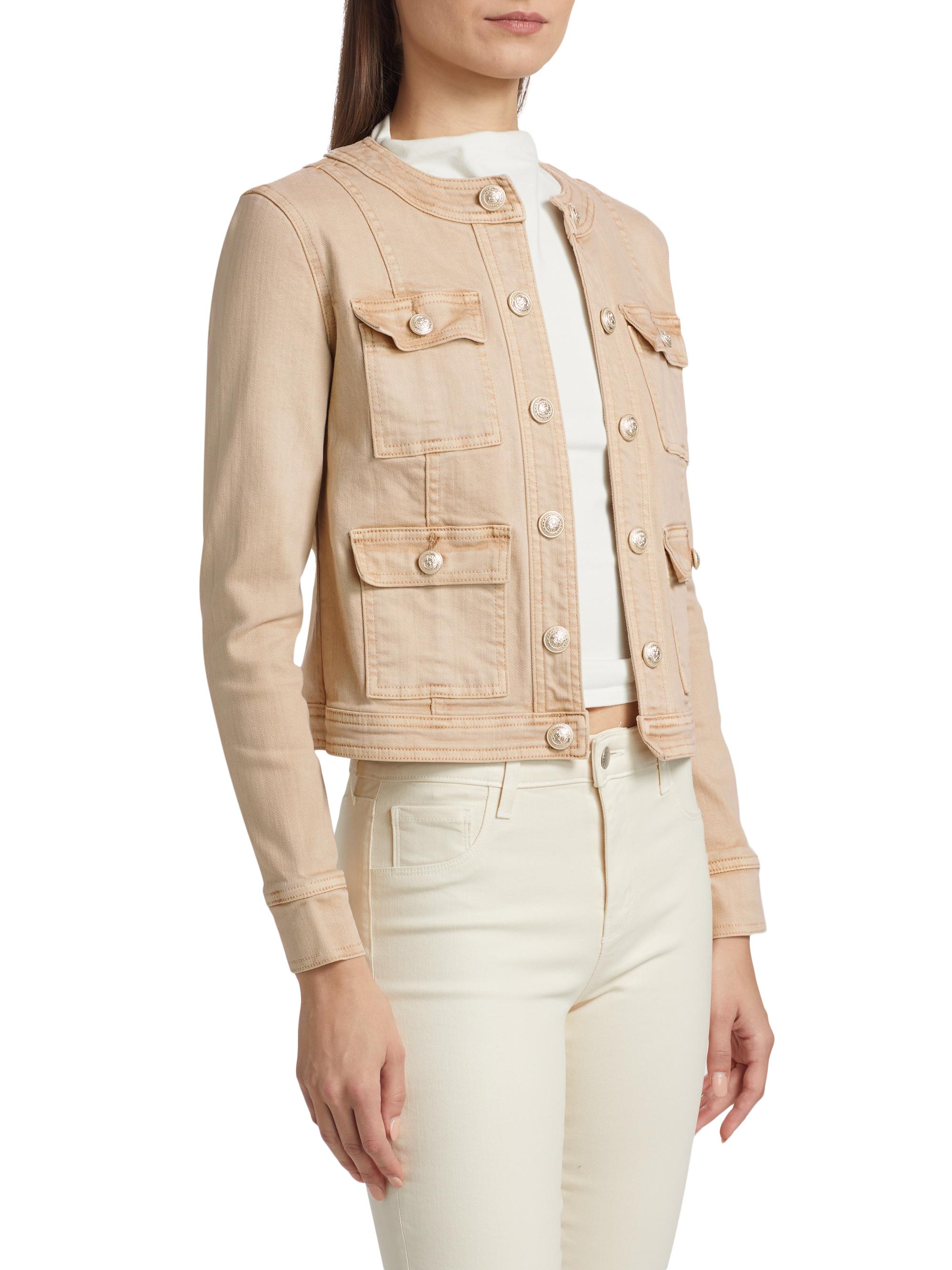 L'AGENCE Yari Collarless Denim Jacket | Saks Fifth Avenue