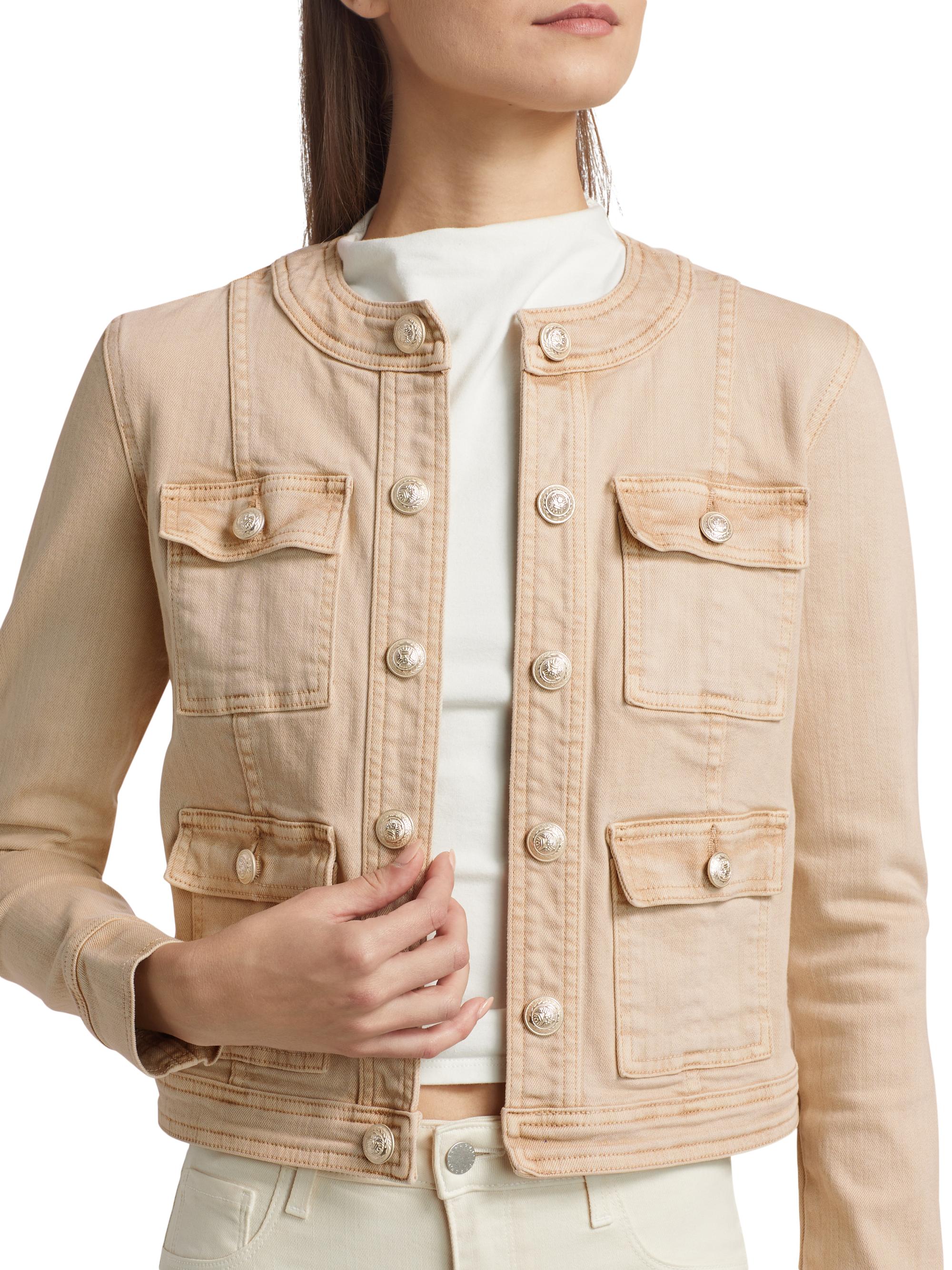 L'AGENCE Yari Collarless Denim Jacket | Saks Fifth Avenue