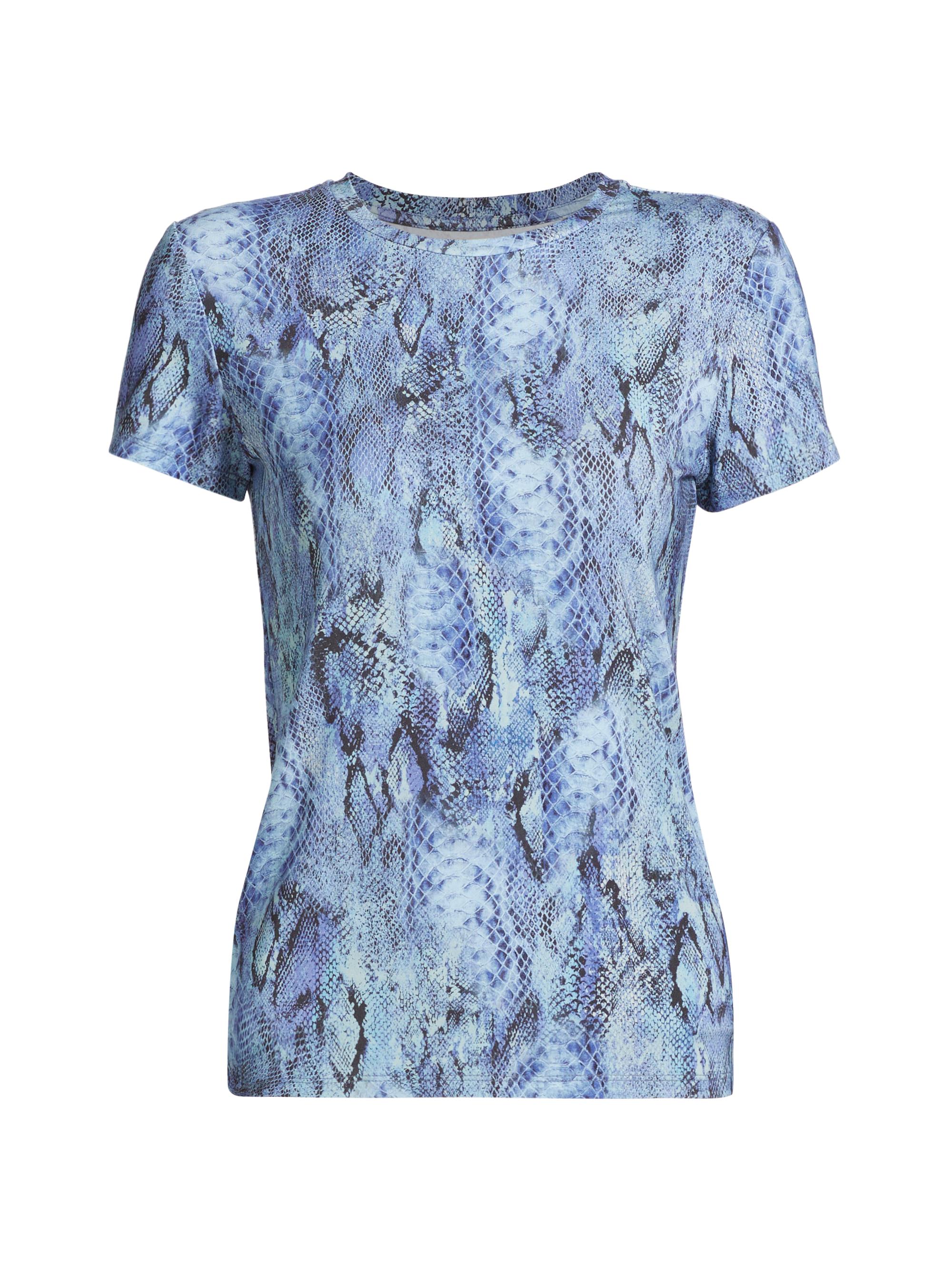 L'AGENCE Women's Ressi Snake Crewneck T-Shirt - Light Blue Textured Snake