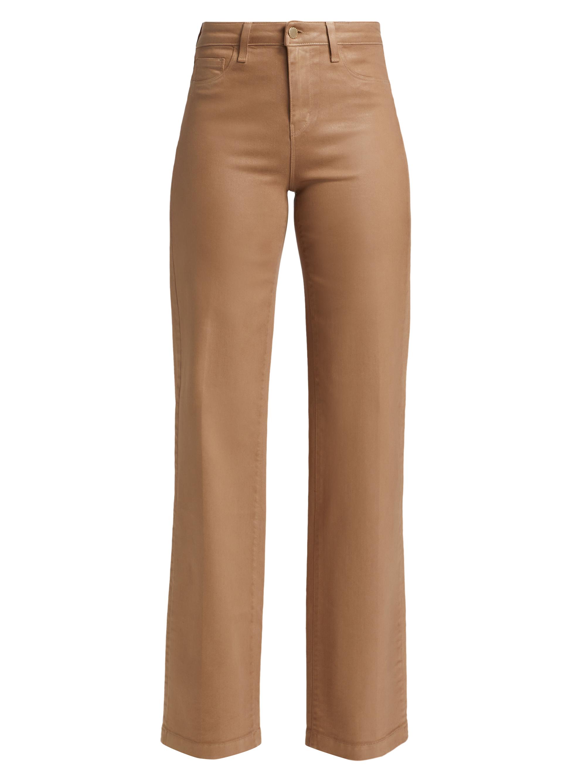 L'AGENCE Women's Clayton Coated High-Rise Wide-Leg Jeans - Cappuccino Coated
