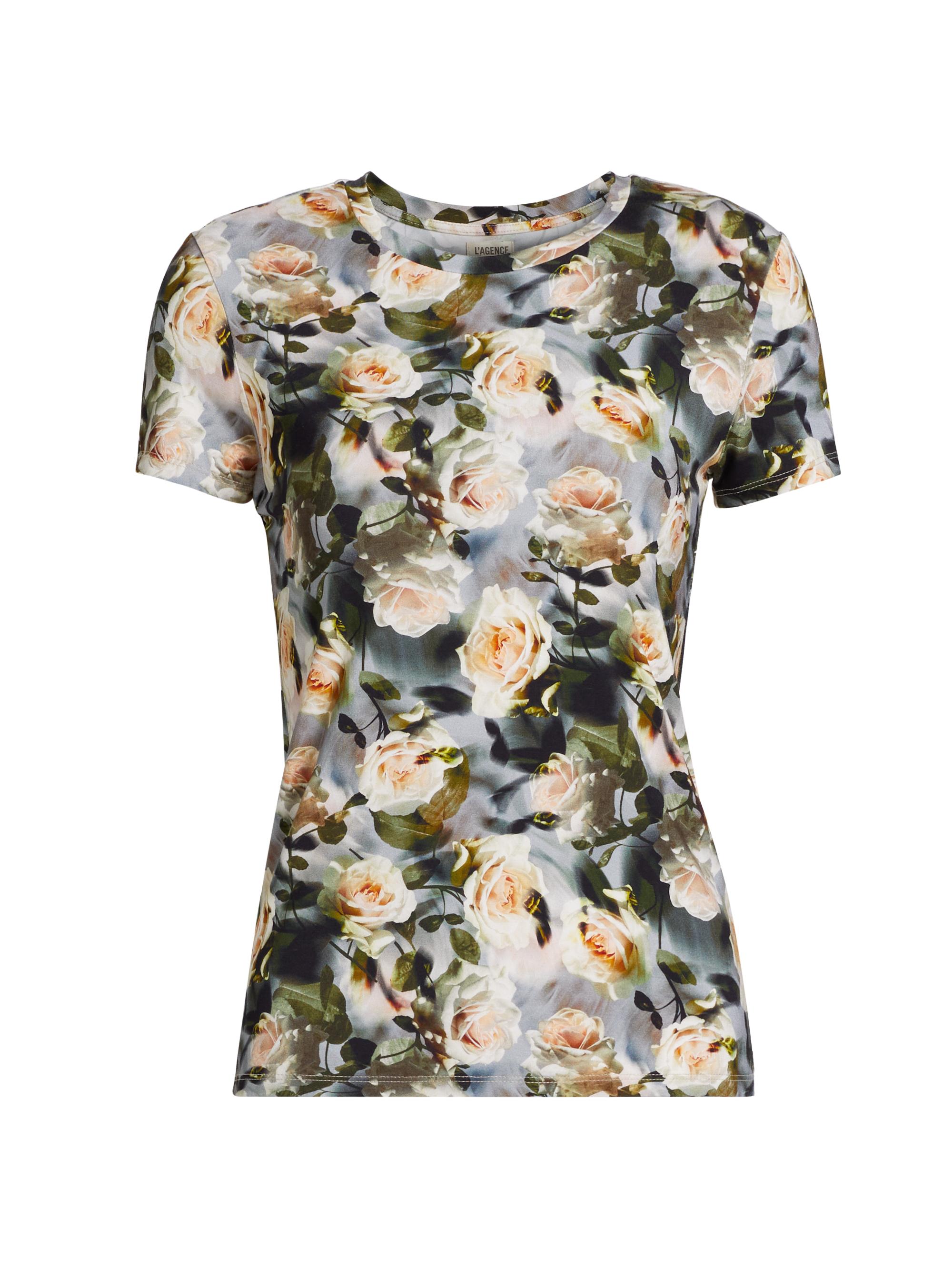 L'AGENCE Women's Ressi Floral Crewneck T-Shirt - Multi Distressed Floral