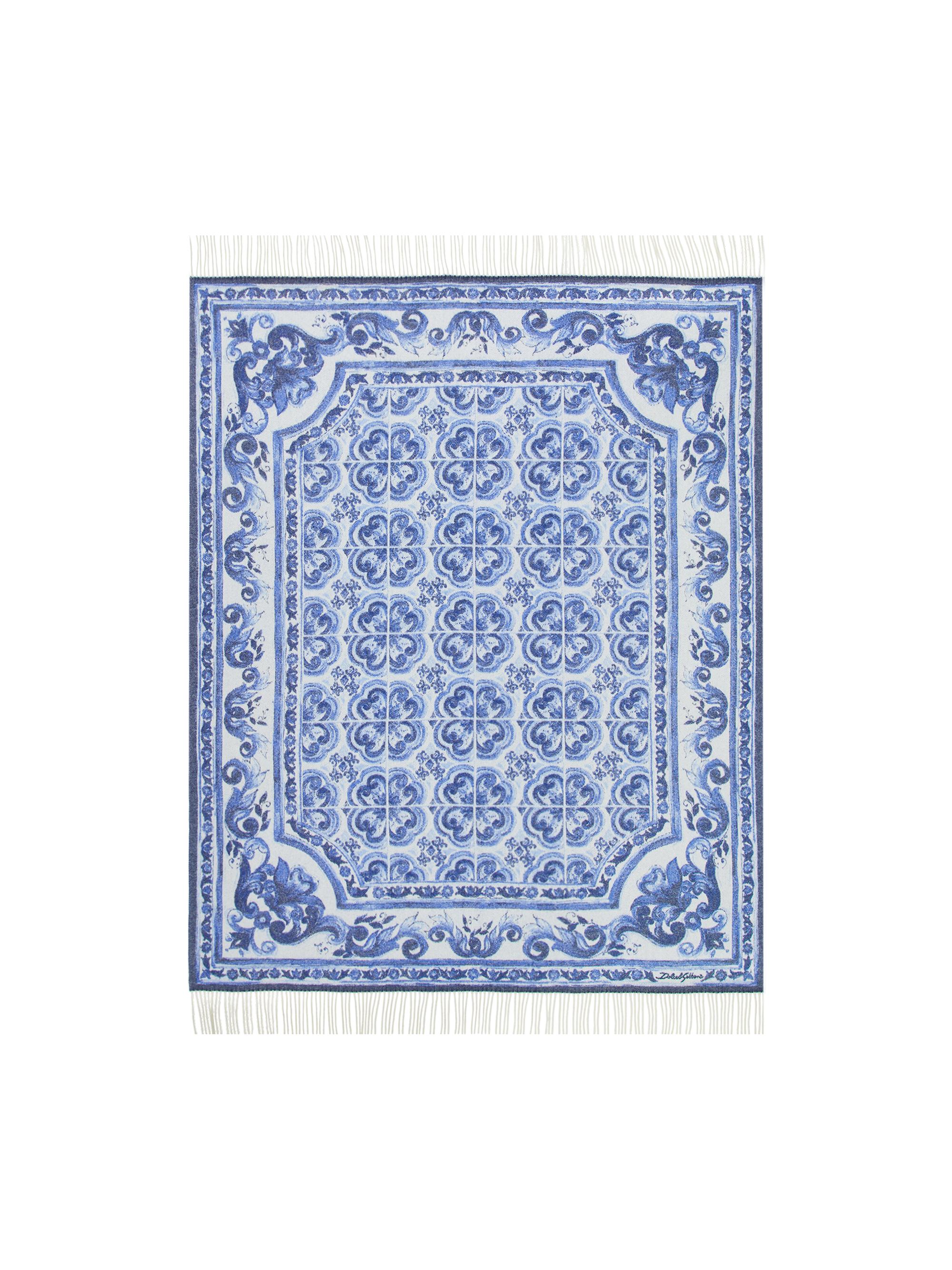 Dolce & Gabbana Blu Mediterraneo Cashmere Throw Blanket - Blue