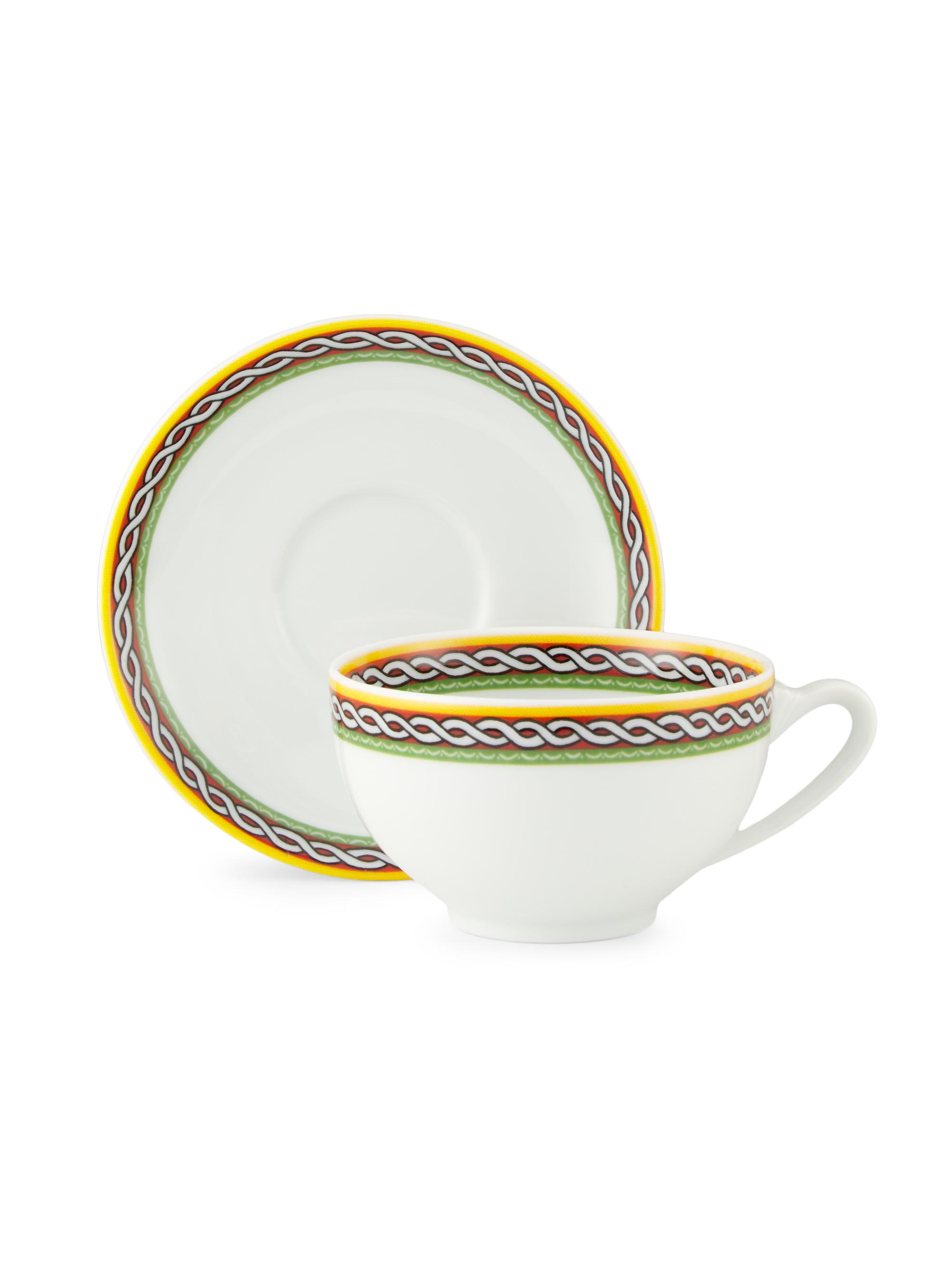 Dolce & Gabbana Carretto Porcelain Cup & Saucer Set - White
