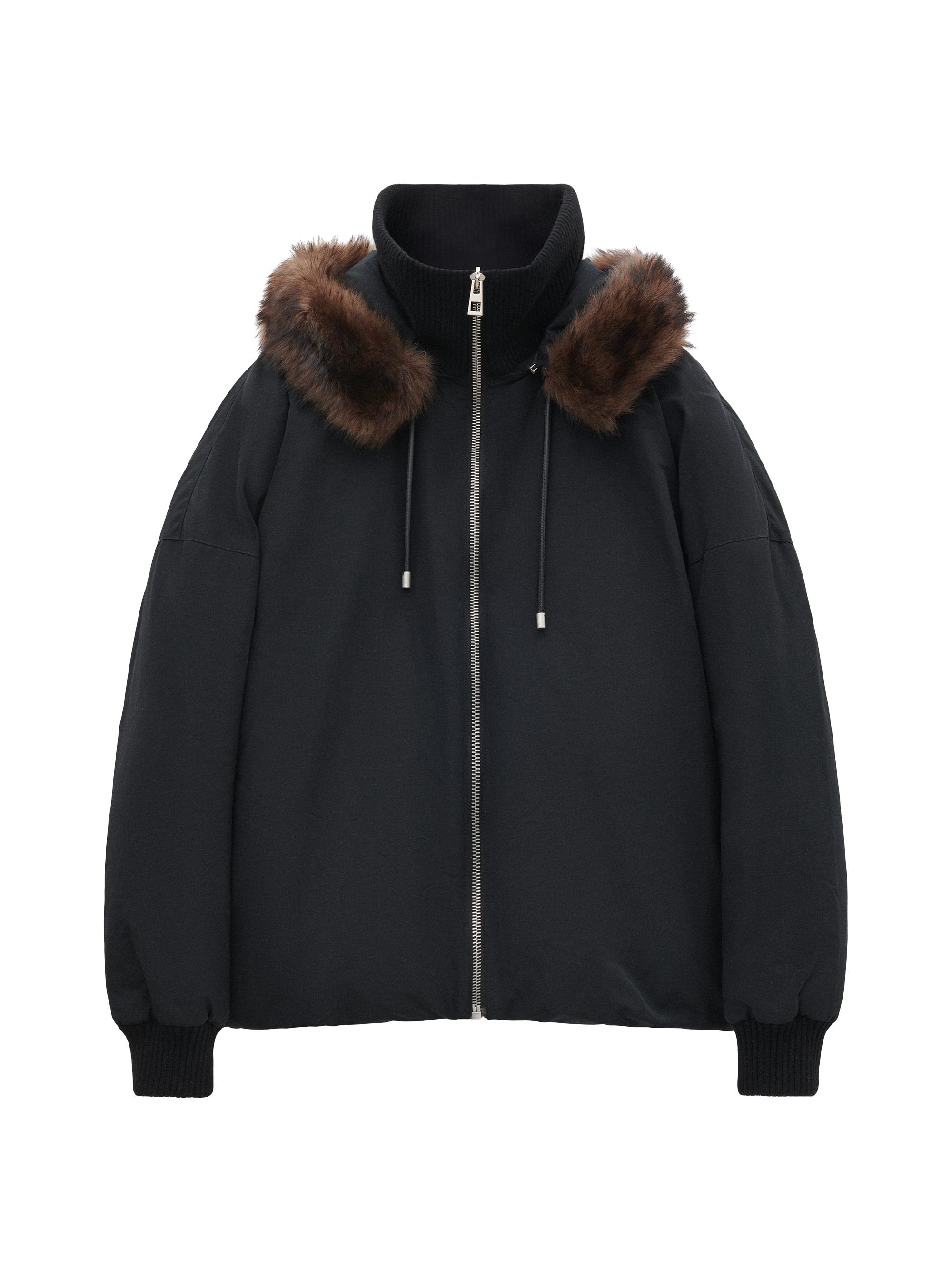 LOEWE Men's Dyed Shearling-Embellished Puffer Jacket - Black