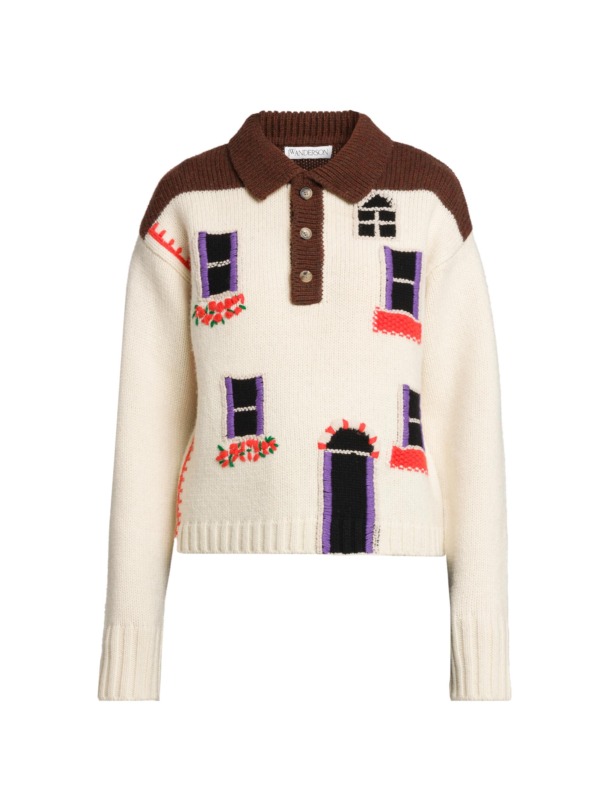 JW Anderson Women's House Wool Polo Sweater - Flax