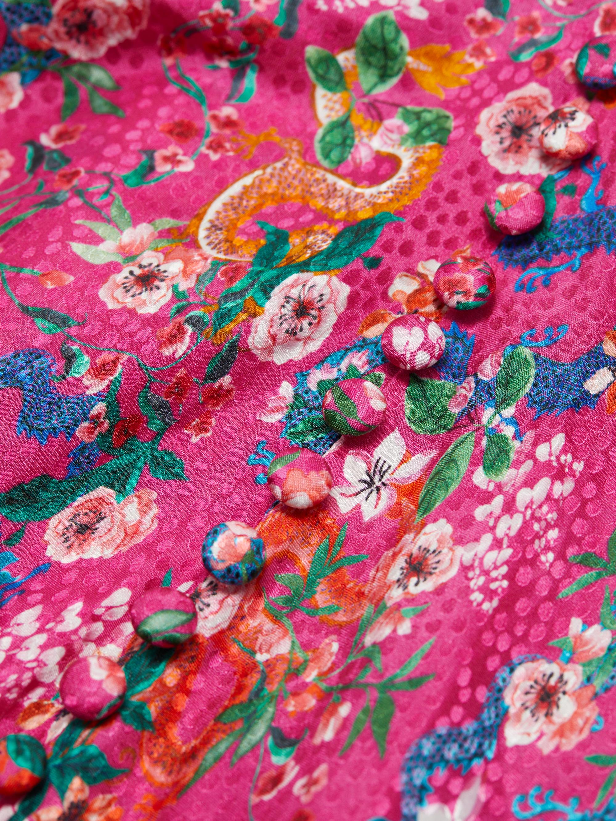 Saloni Lea Floral Silk Satin Midi-Dress | Saks Fifth Avenue