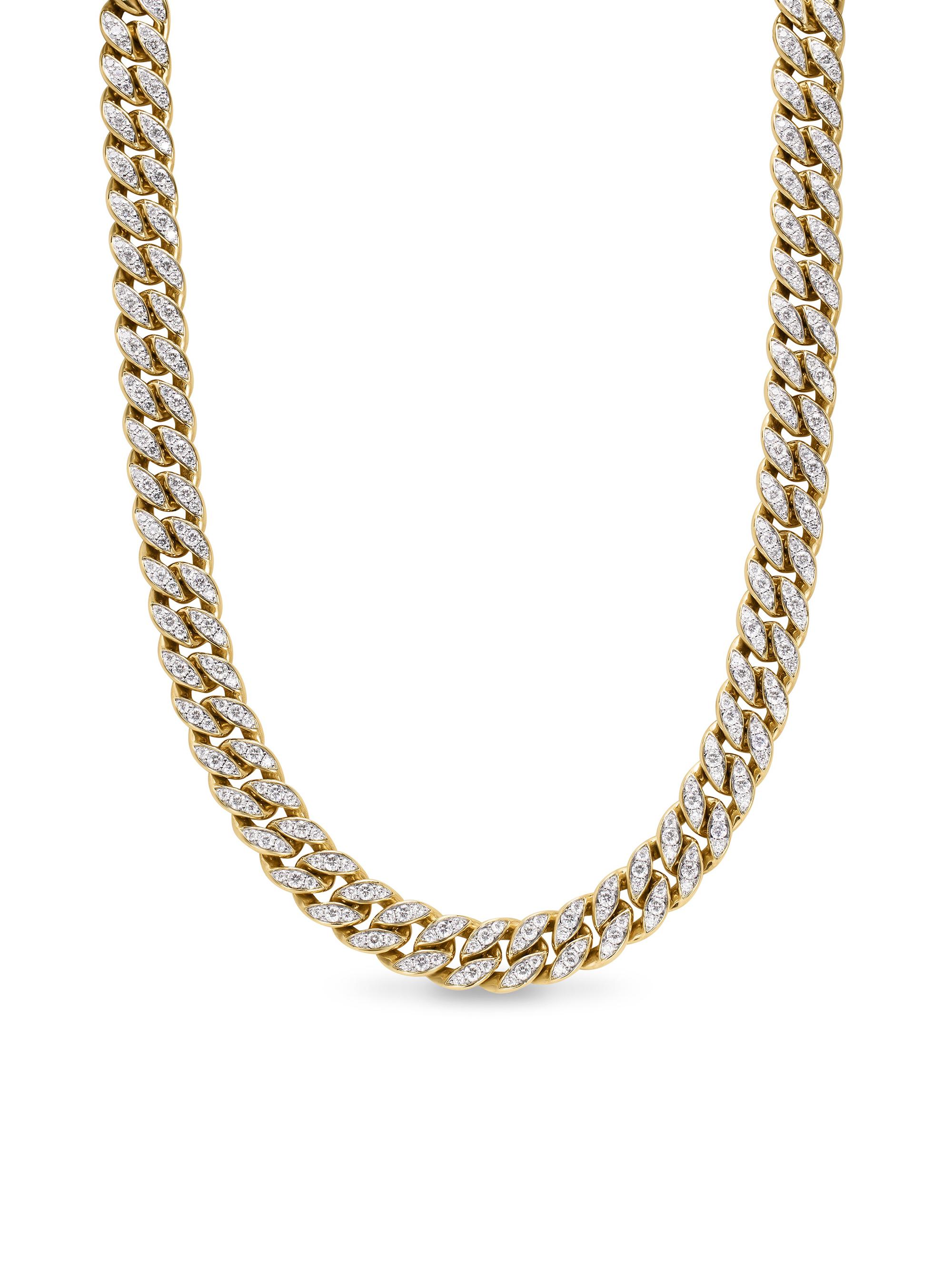 David Yurman Women's Curb Chain Necklace in 18K Yellow Gold - Diamond
