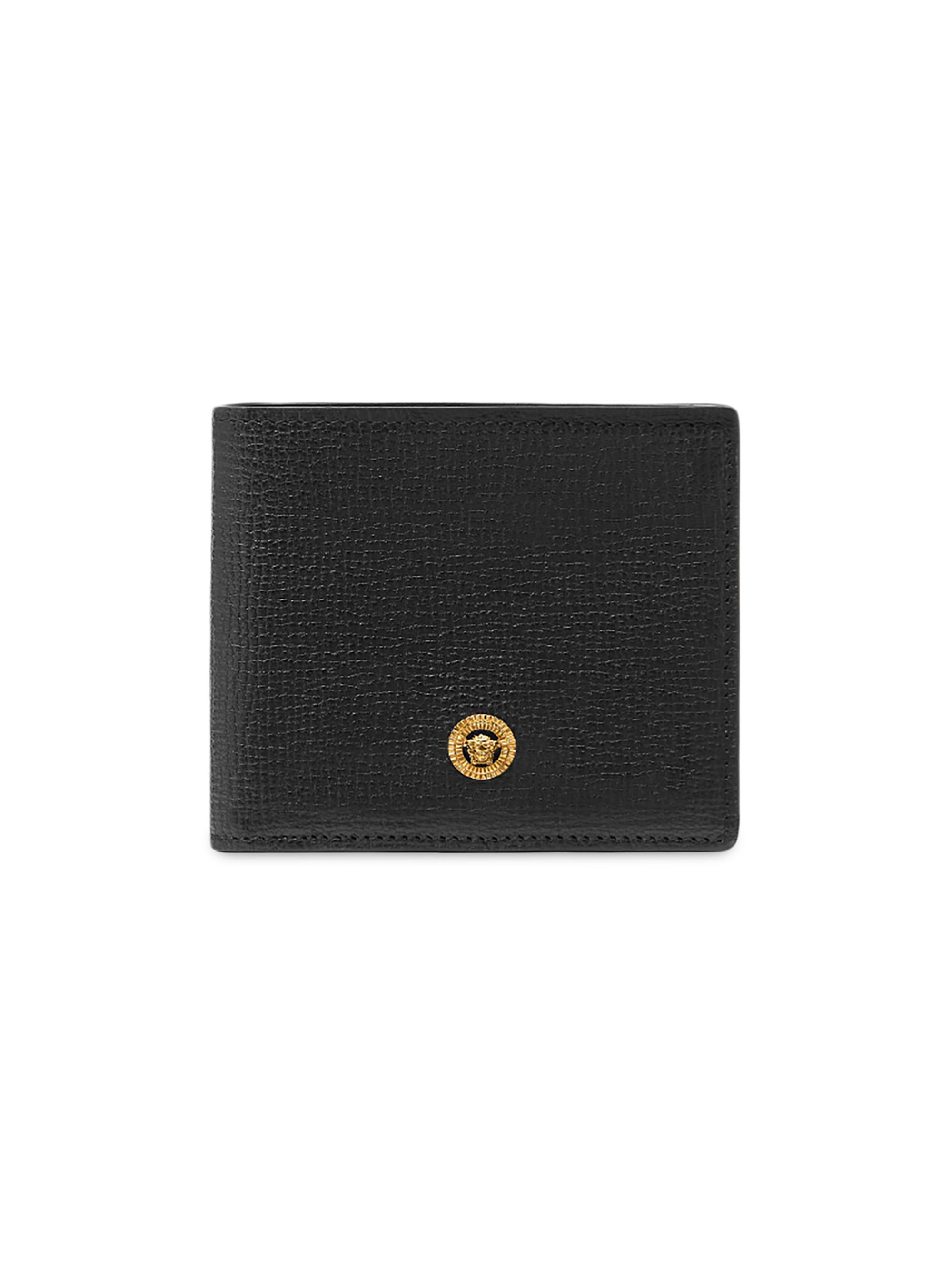 VERSACE ヴェルサーチ ヴィルトウス コンパクトウォレット ブラック Versace Leather Bifold Wallet | Saks Fifth Avenue