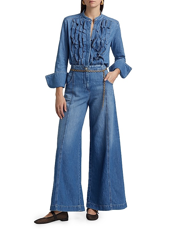 Shop TWP Patti Ruffled Denim Top | Saks Fifth Avenue Shop TWP Patti Ruffled Denim Top | Saks Fifth Avenue