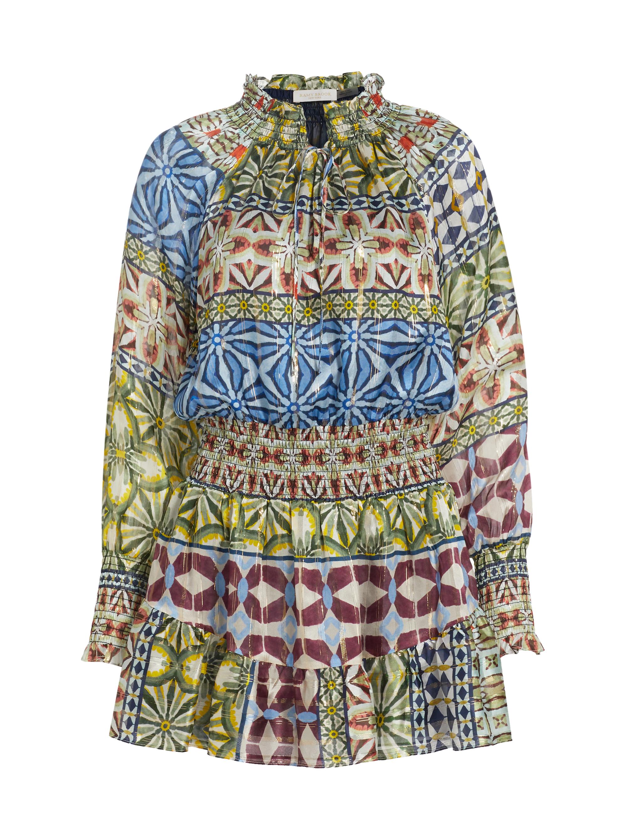 Ramy Brook Women's Ashalina Printed Silk Flounce Minidress - Ribbon Blue Combination