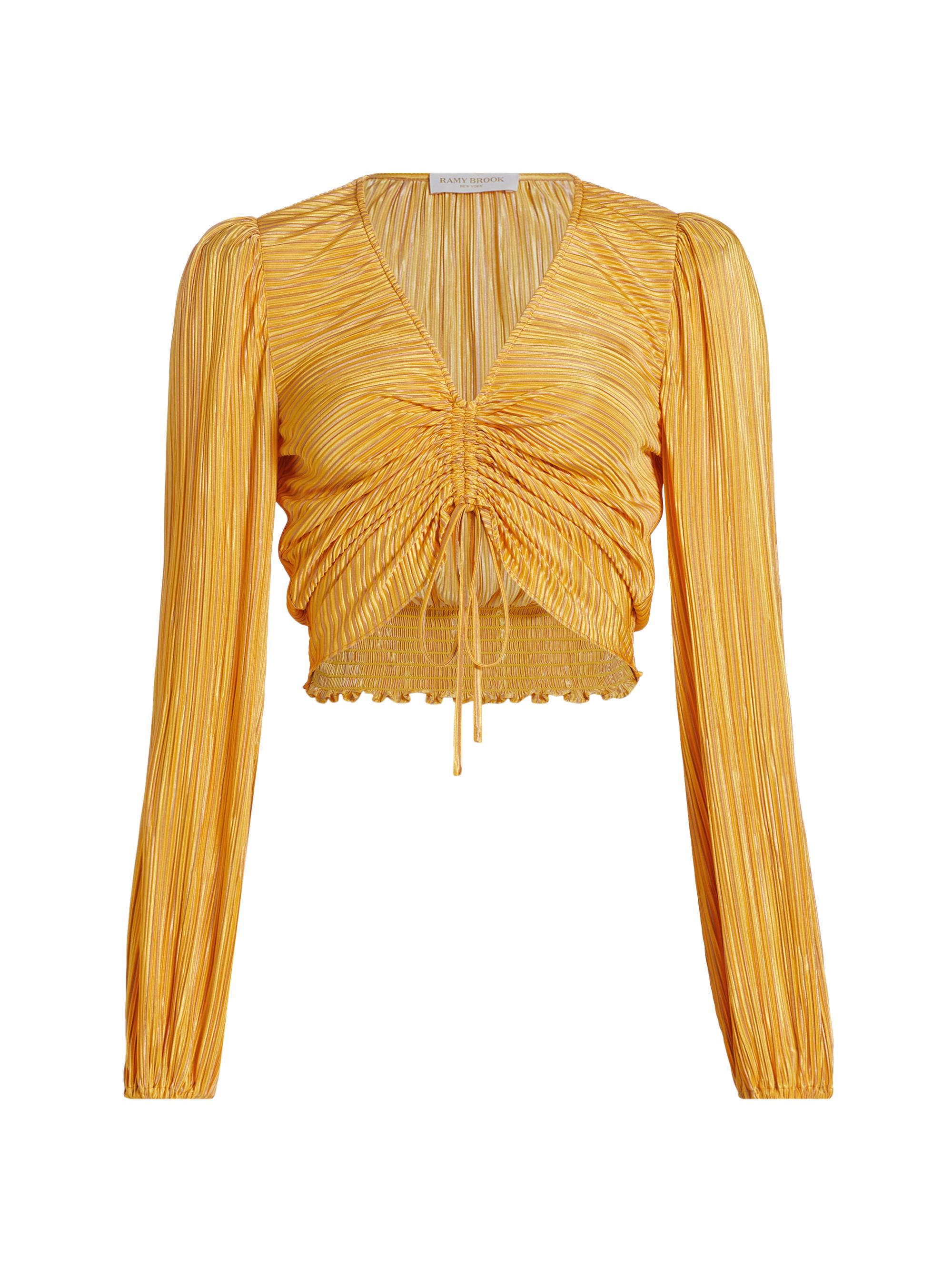 Ramy Brook Women's Yolande Pleated Crop Top - Daisy Yellow Pleated