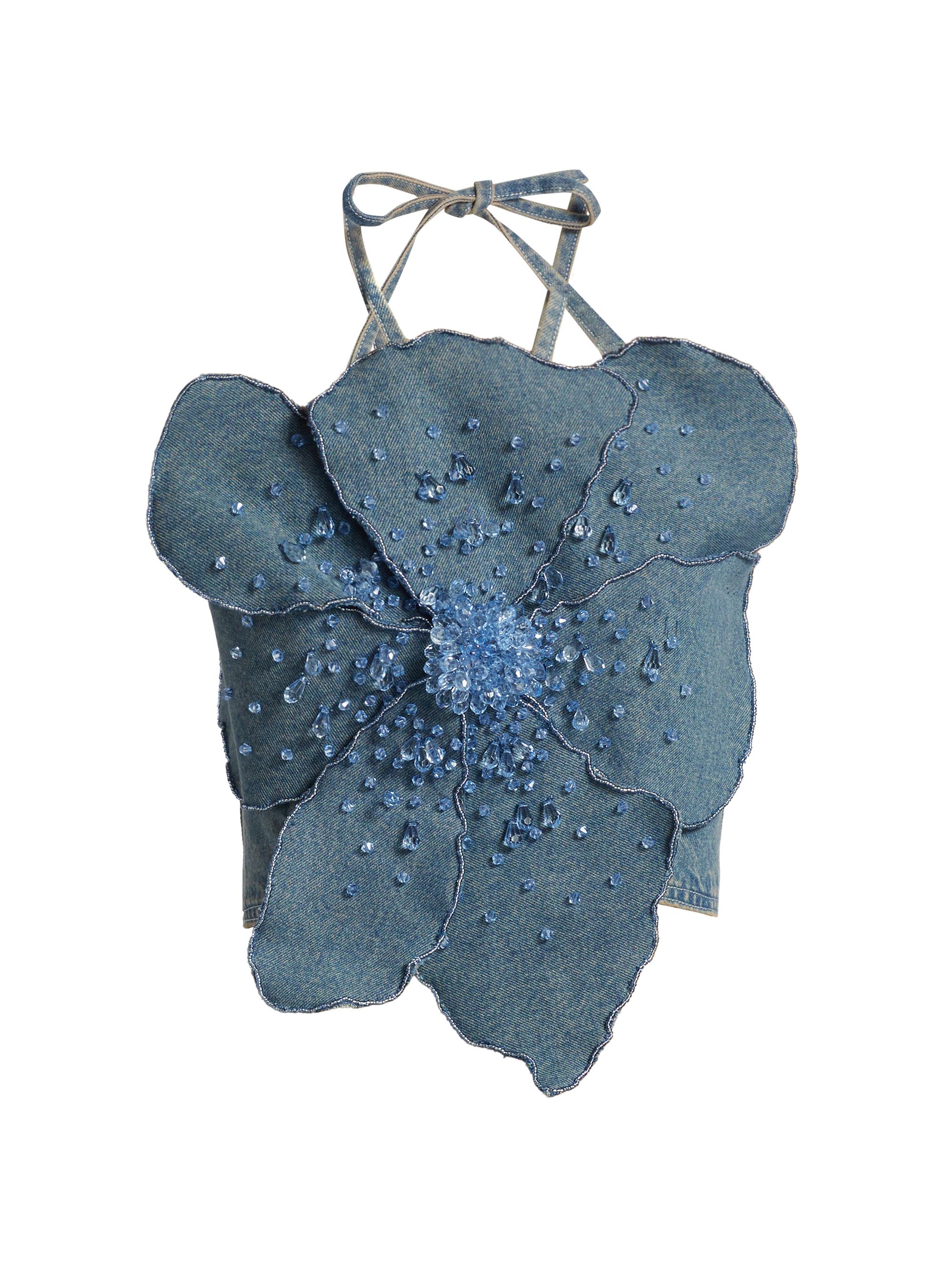 PatBO Women's Nostalgic Sky Crystal-Embellished Denim Tank - Light Blue