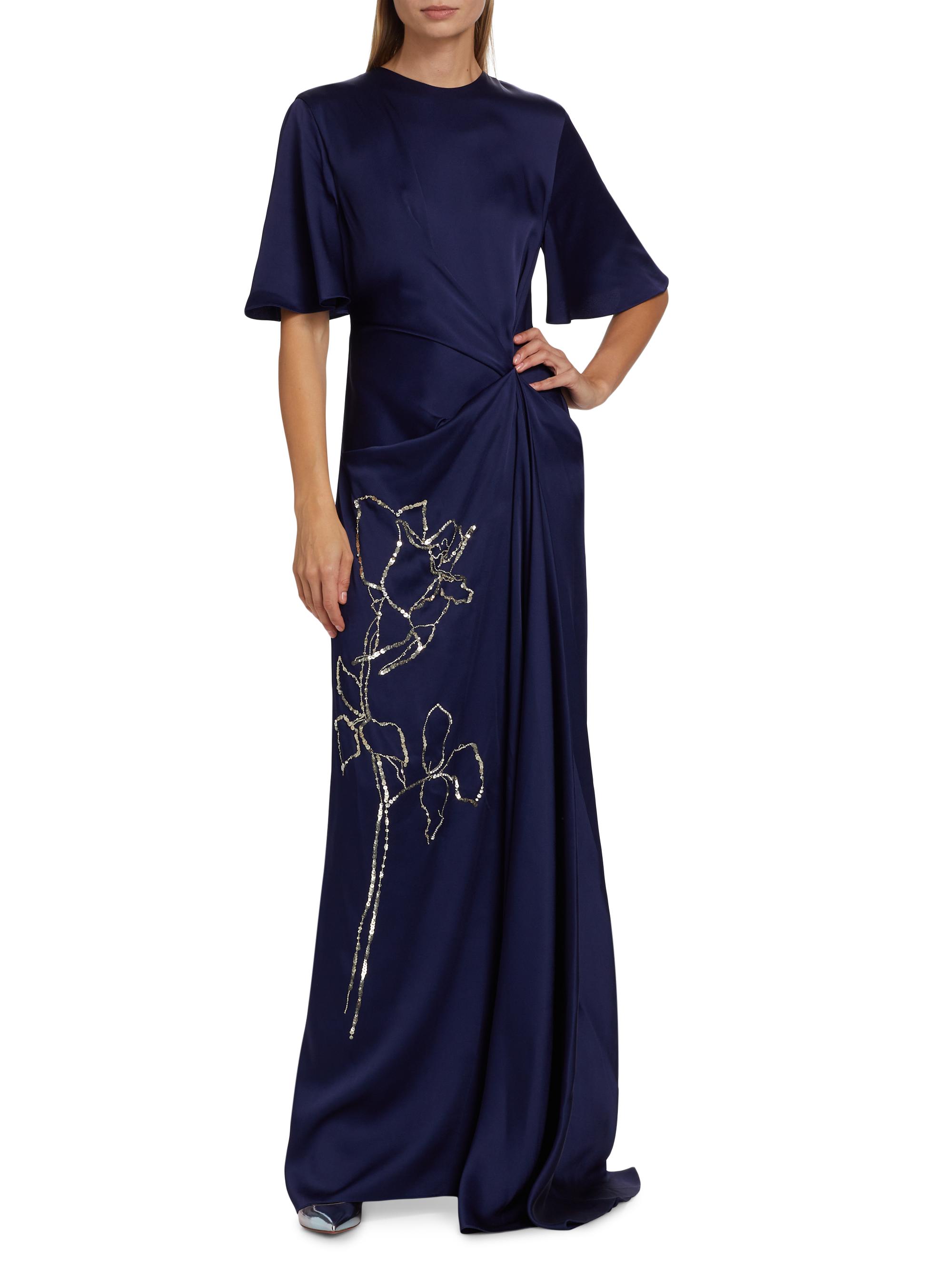 erdem blue dress Erdem Sapphire Blue Midi Dress With Shawl FW 2024 Size 6