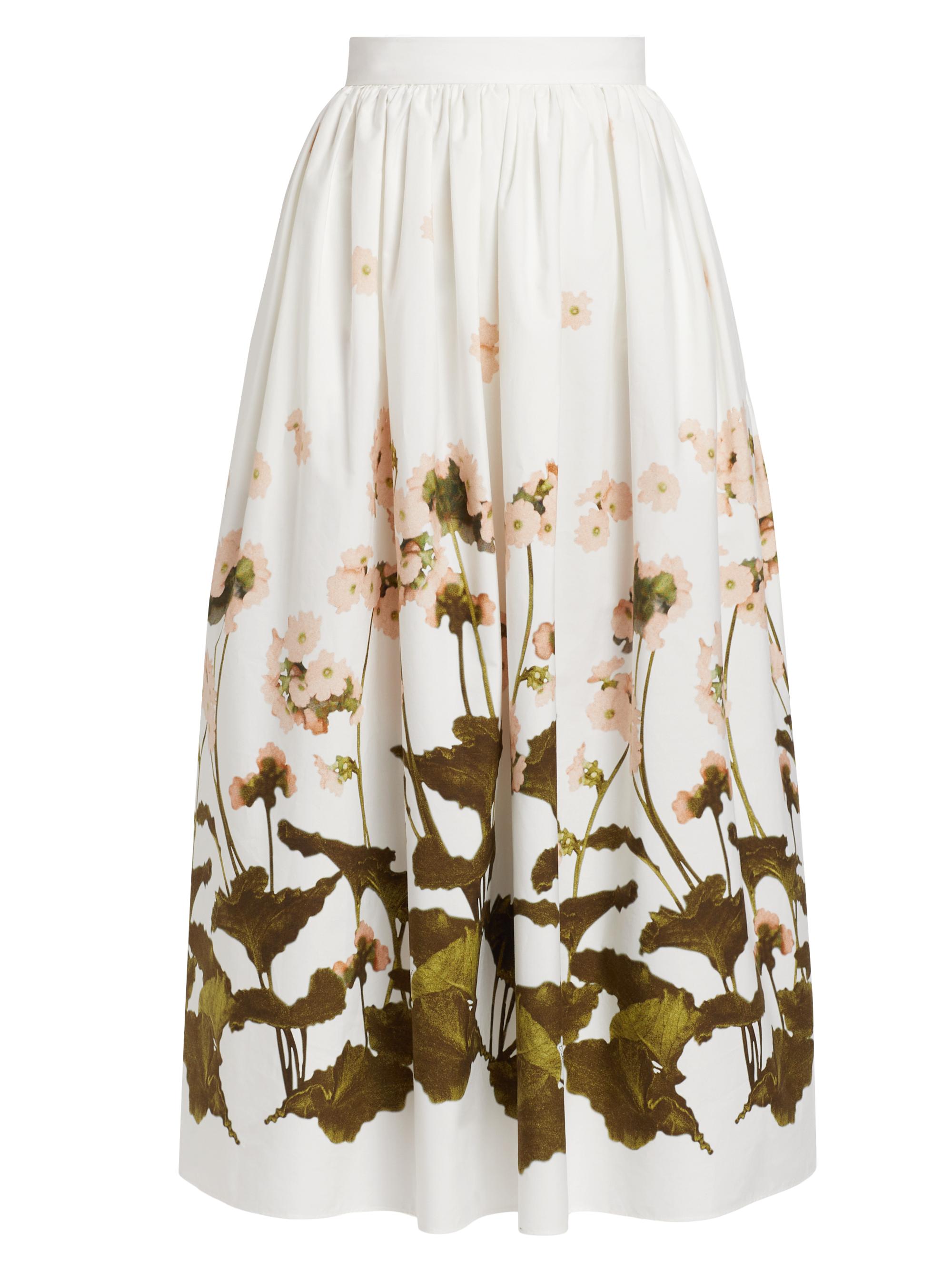 Erdem Women's Gathered Floral Midi-Skirt - Elena Selvedge White