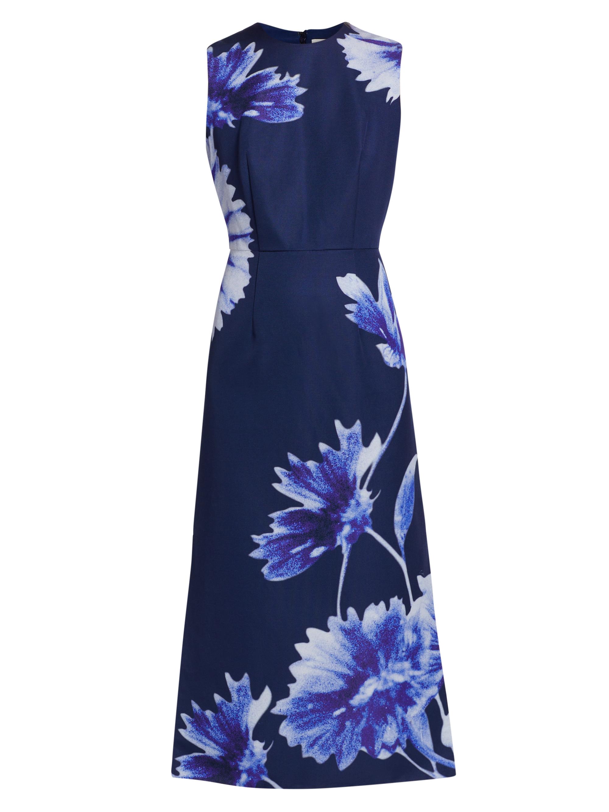 Erdem Women's Floral Sleeveless Pencil Midi-Dress - Troubridge Floral Indigo