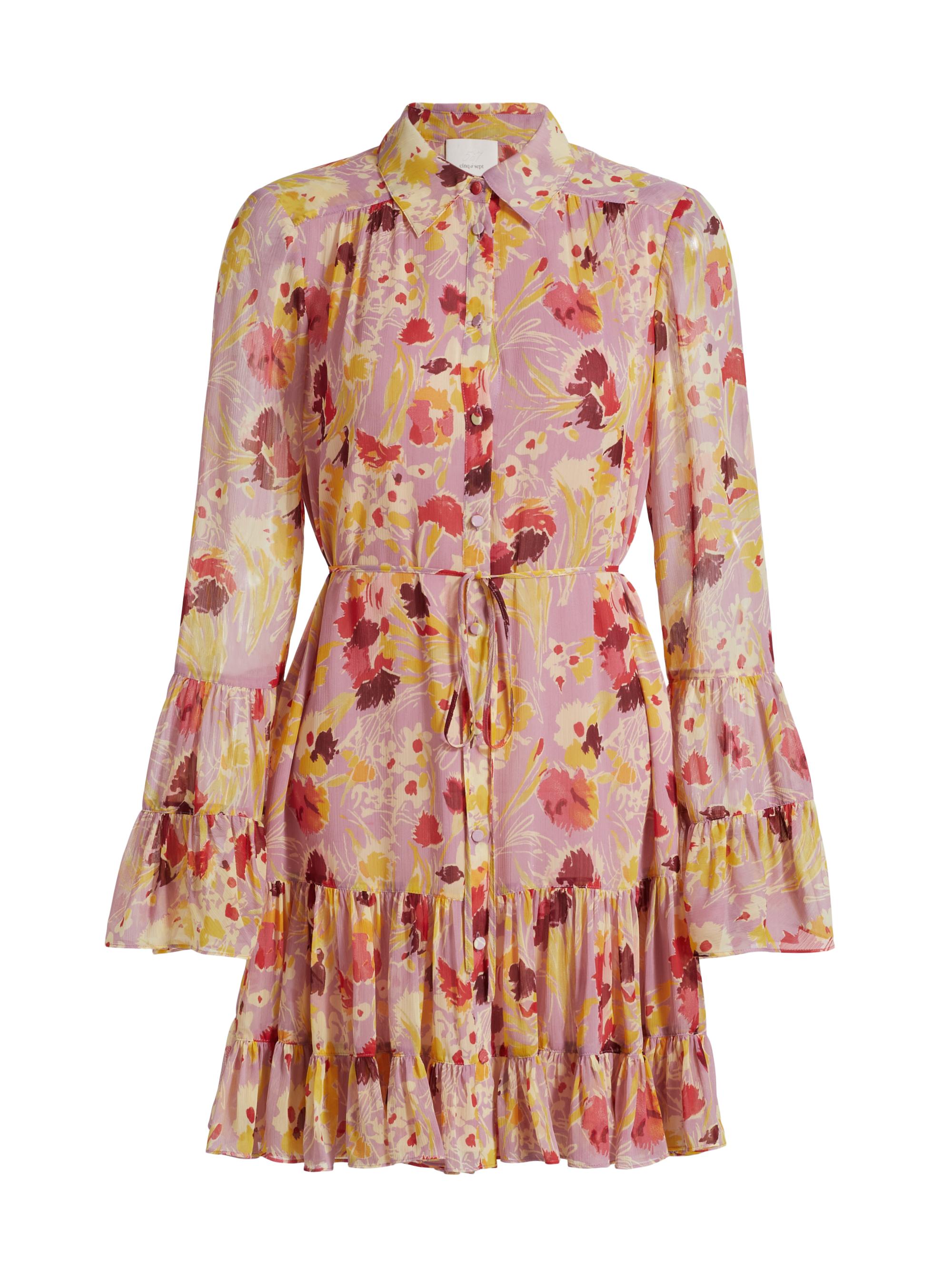 Cinq à Sept Women's Lyra Floral Gathered Minidress - Mauve Orchid