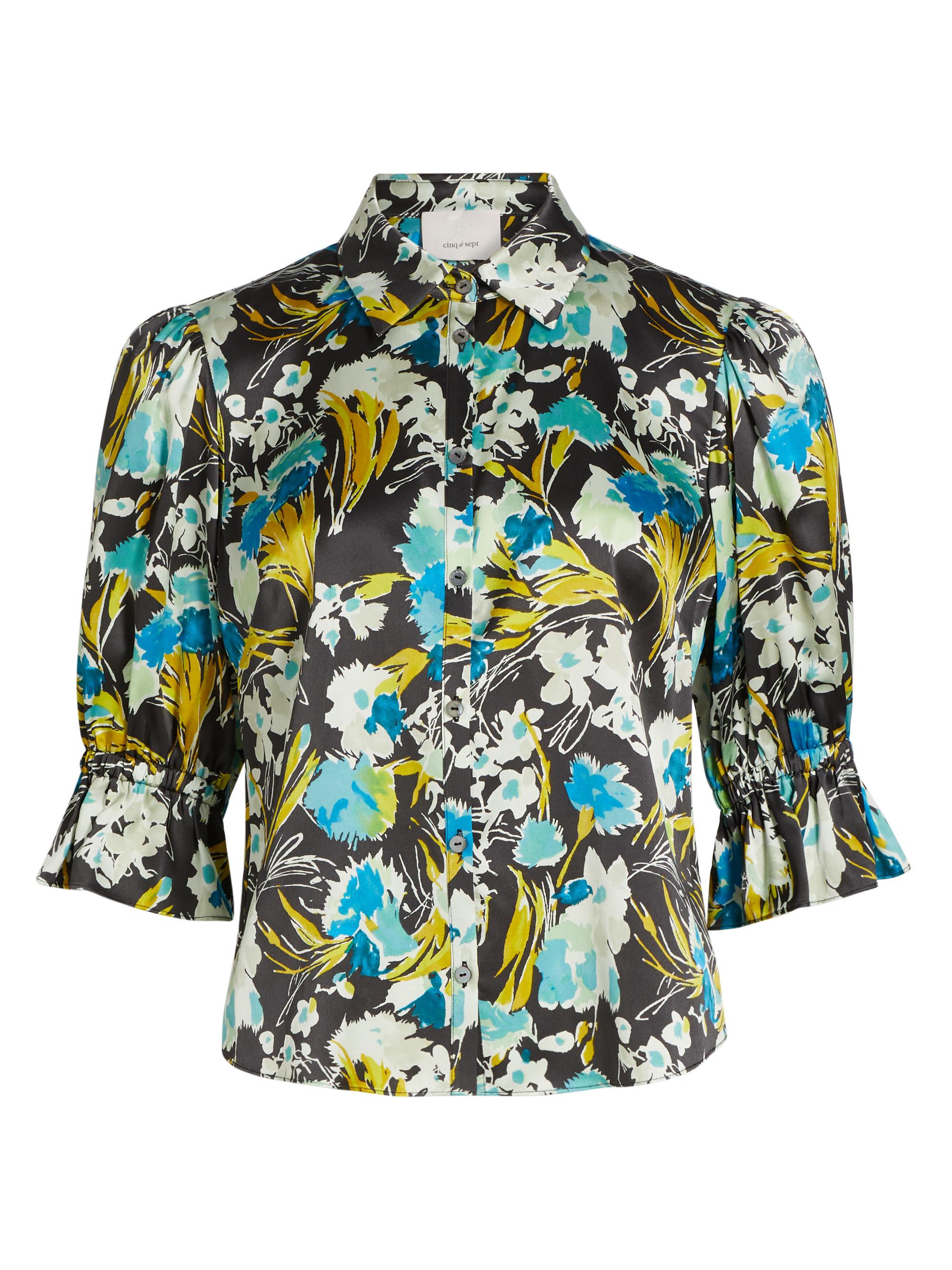 CINQ A SEPT Women's Fiona Tossed Floral Top - Obsidian Multi