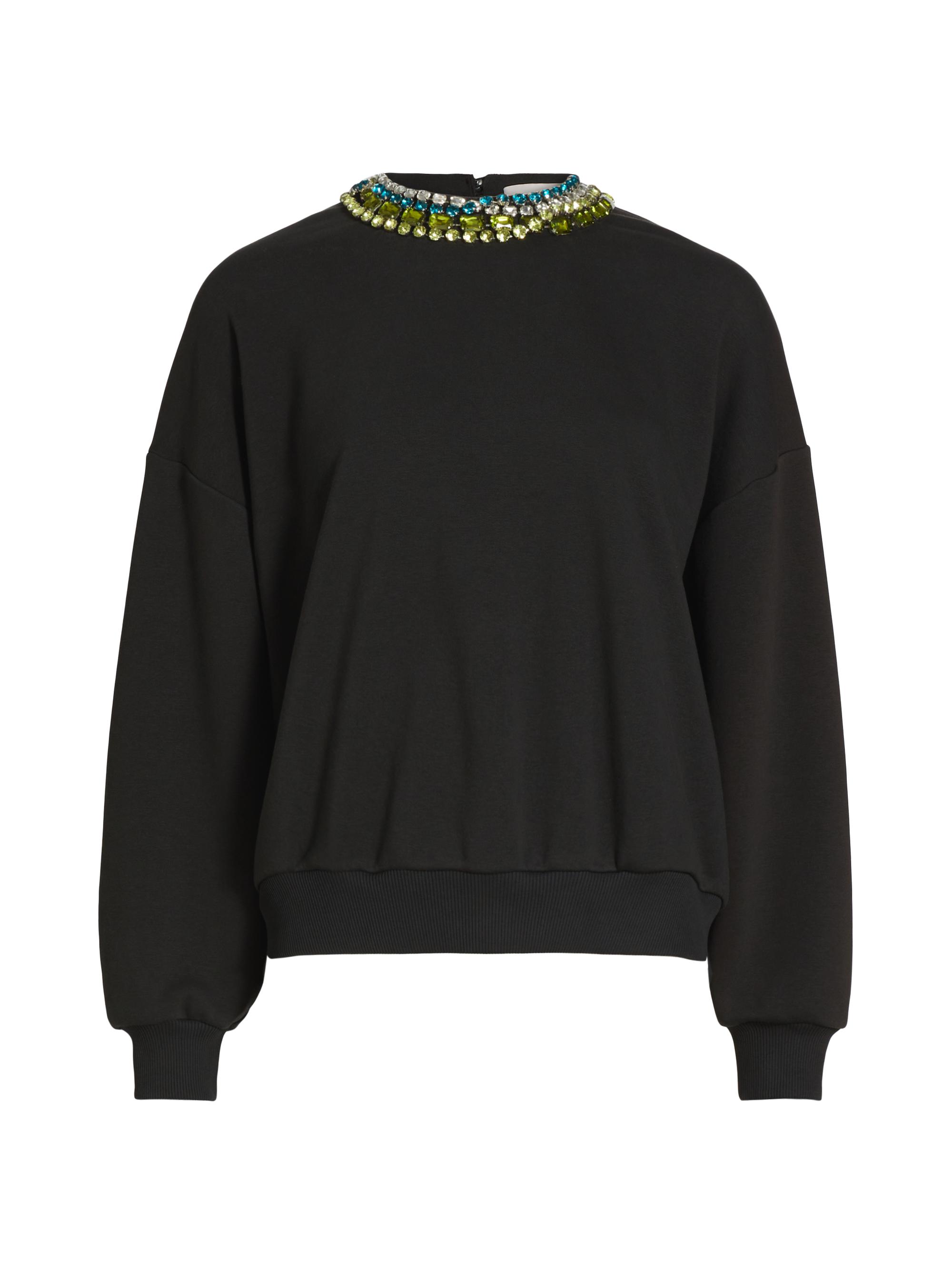 CINQ A SEPT Women's Brandy Embellished Collar Sweatshirt - Black