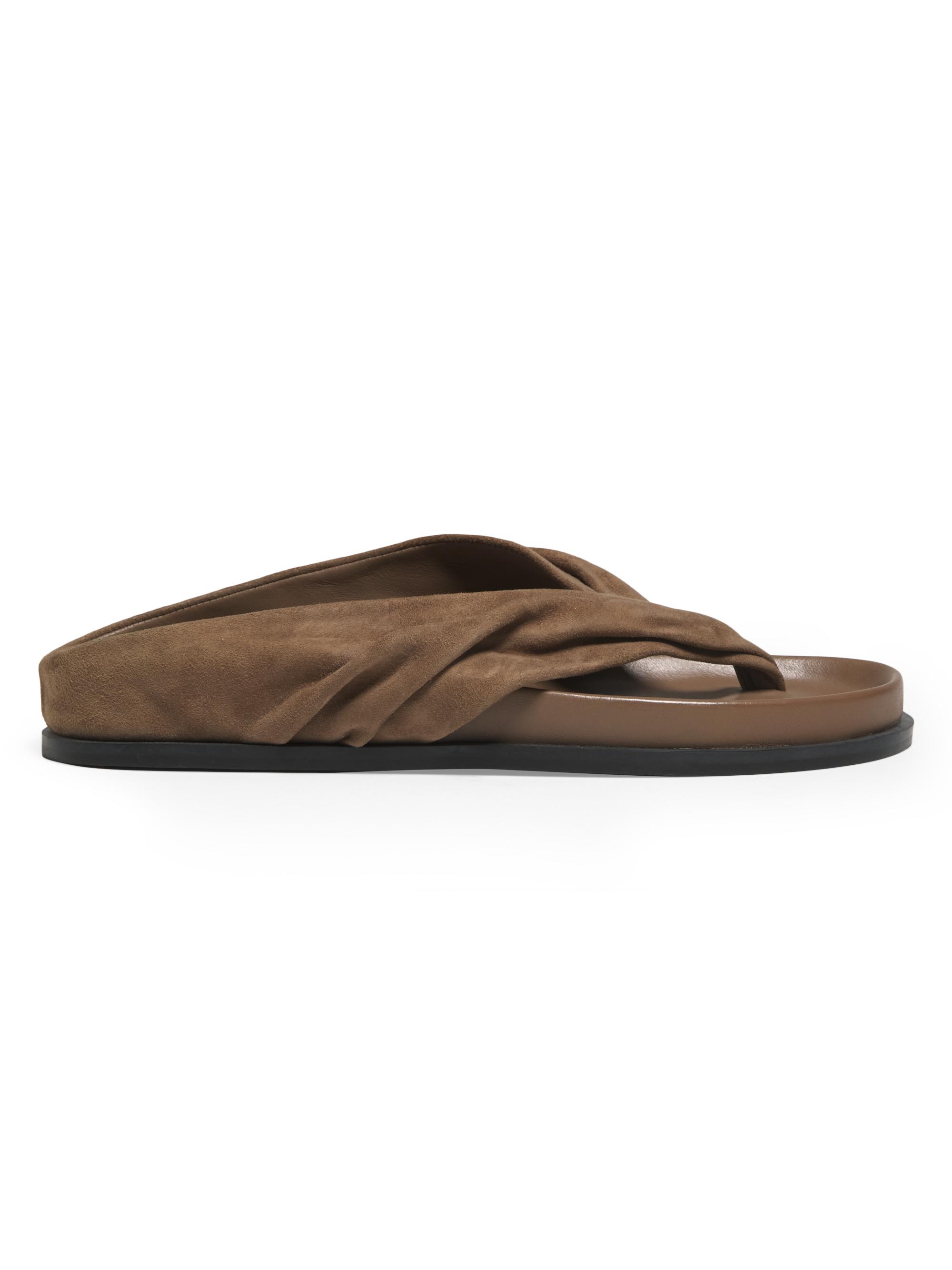 A.Emery Women's Shaw Gathered Suede Sandals - Caribou Suede