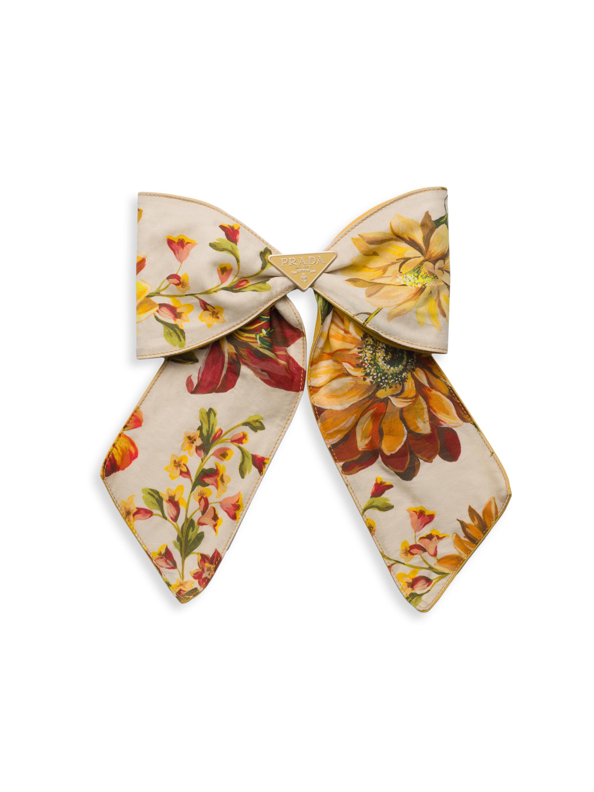 Prada Women's Printed Fabric Hair Clip - Beige Khaki