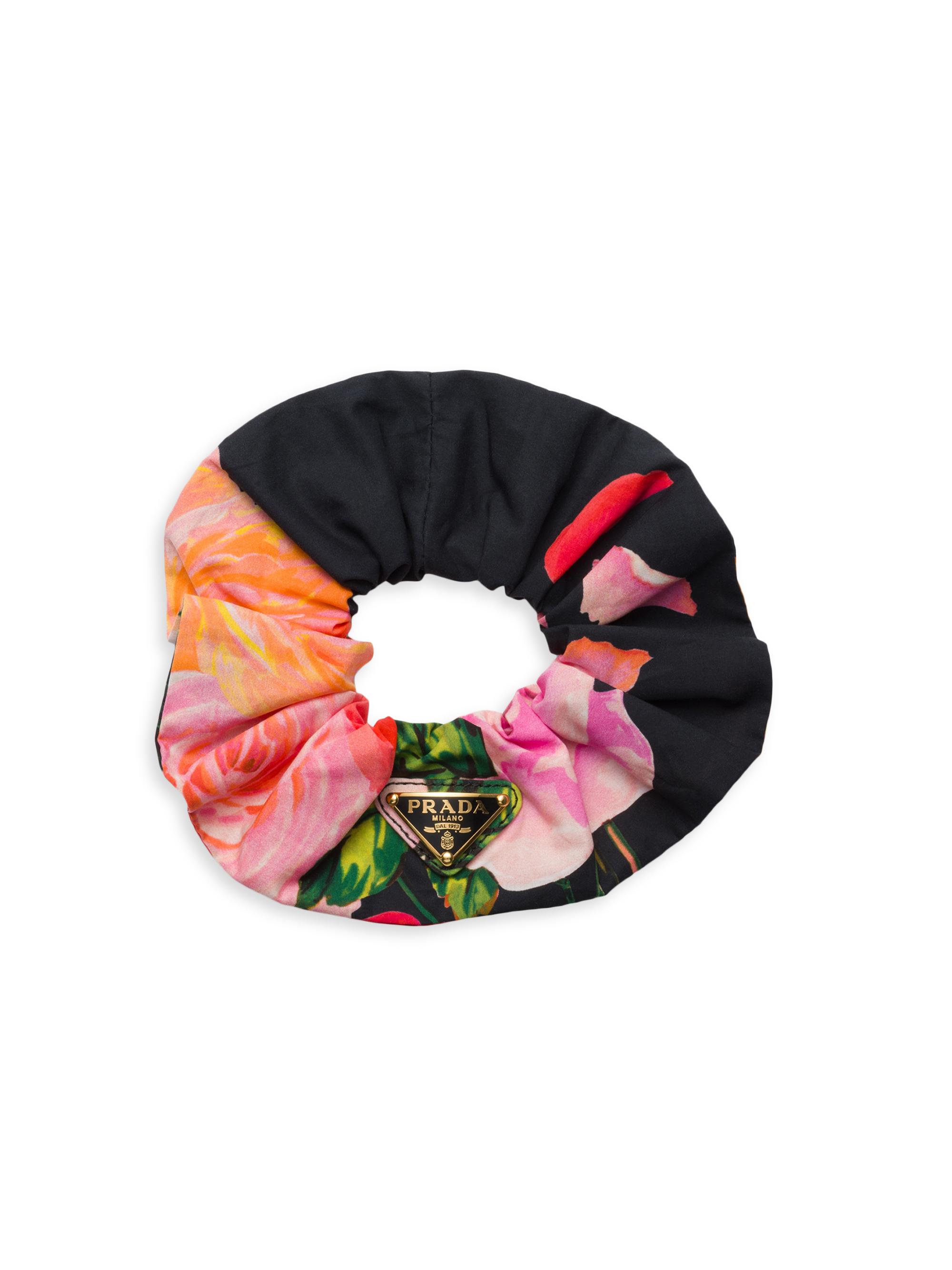 Prada Women's Printed Fabric Scrunchie - Black