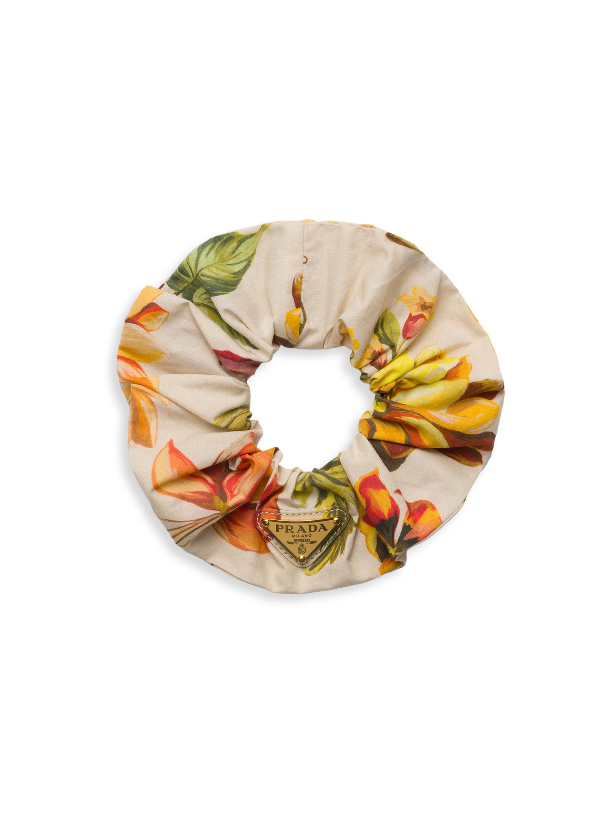 Prada Women's Printed Fabric Scrunchie - Beige Khaki