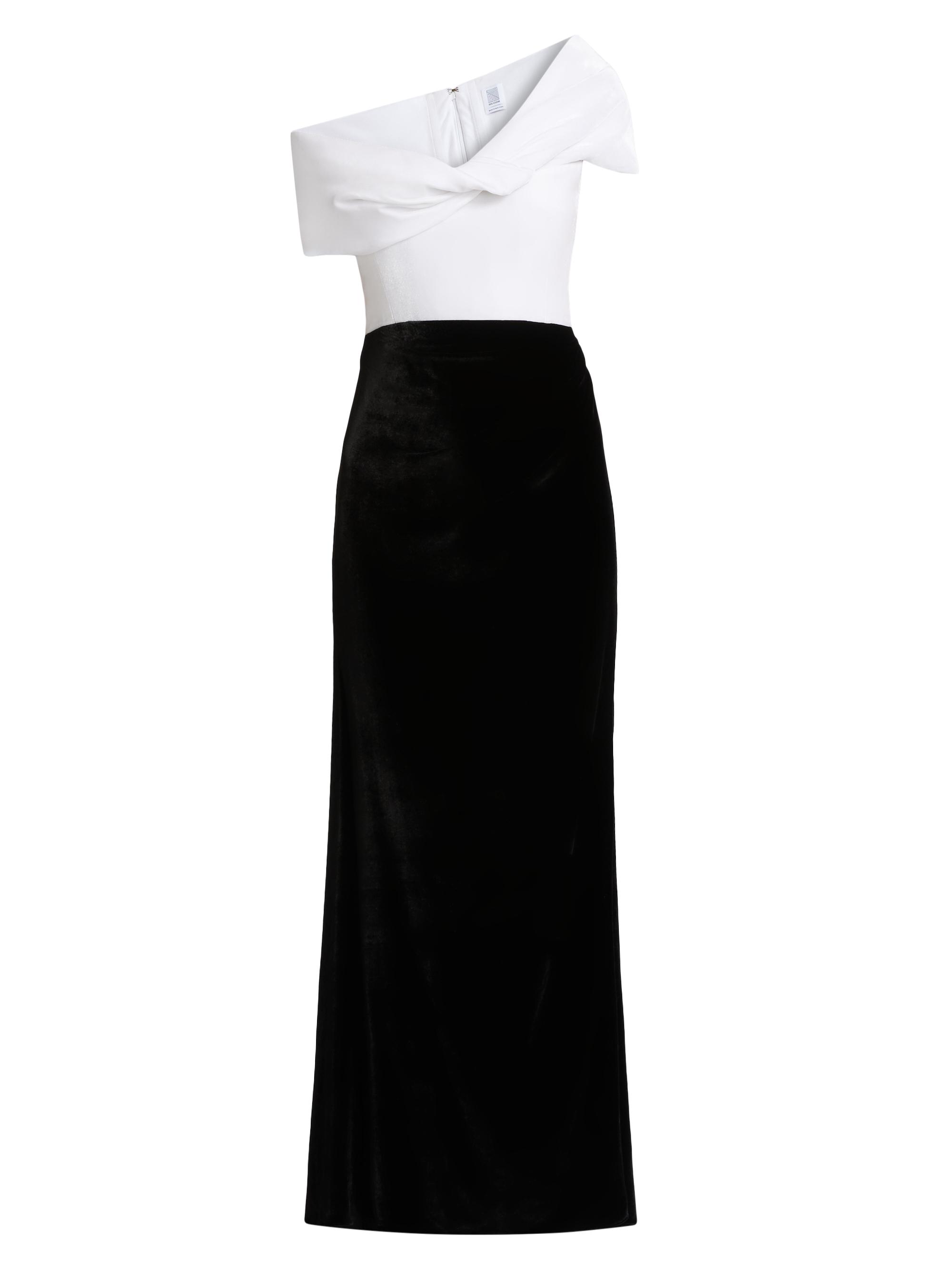 Rosie Assoulin Women's Twisted Shoulder Two-Tone Cocktail Dress - Black Cream