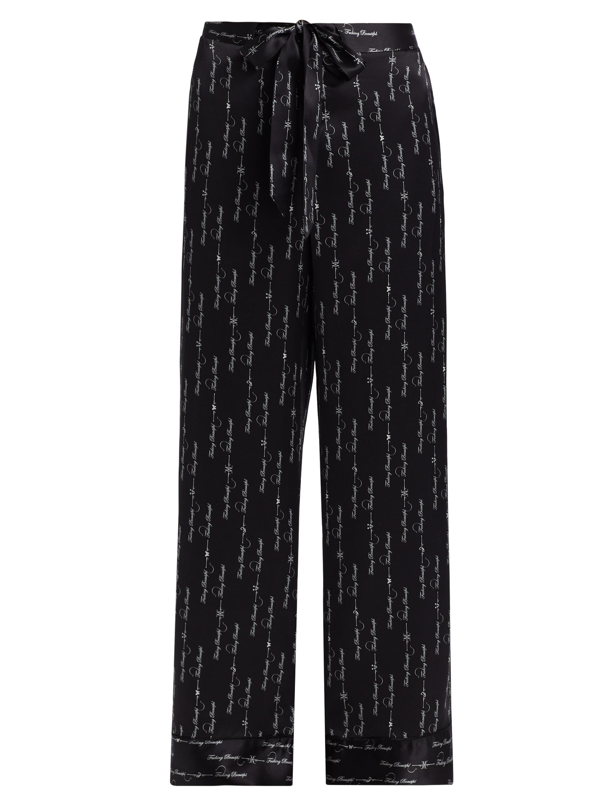 Kiki de Montparnasse Women's F***ing Beautiful Silk Lounge Pajama Pants - Black White