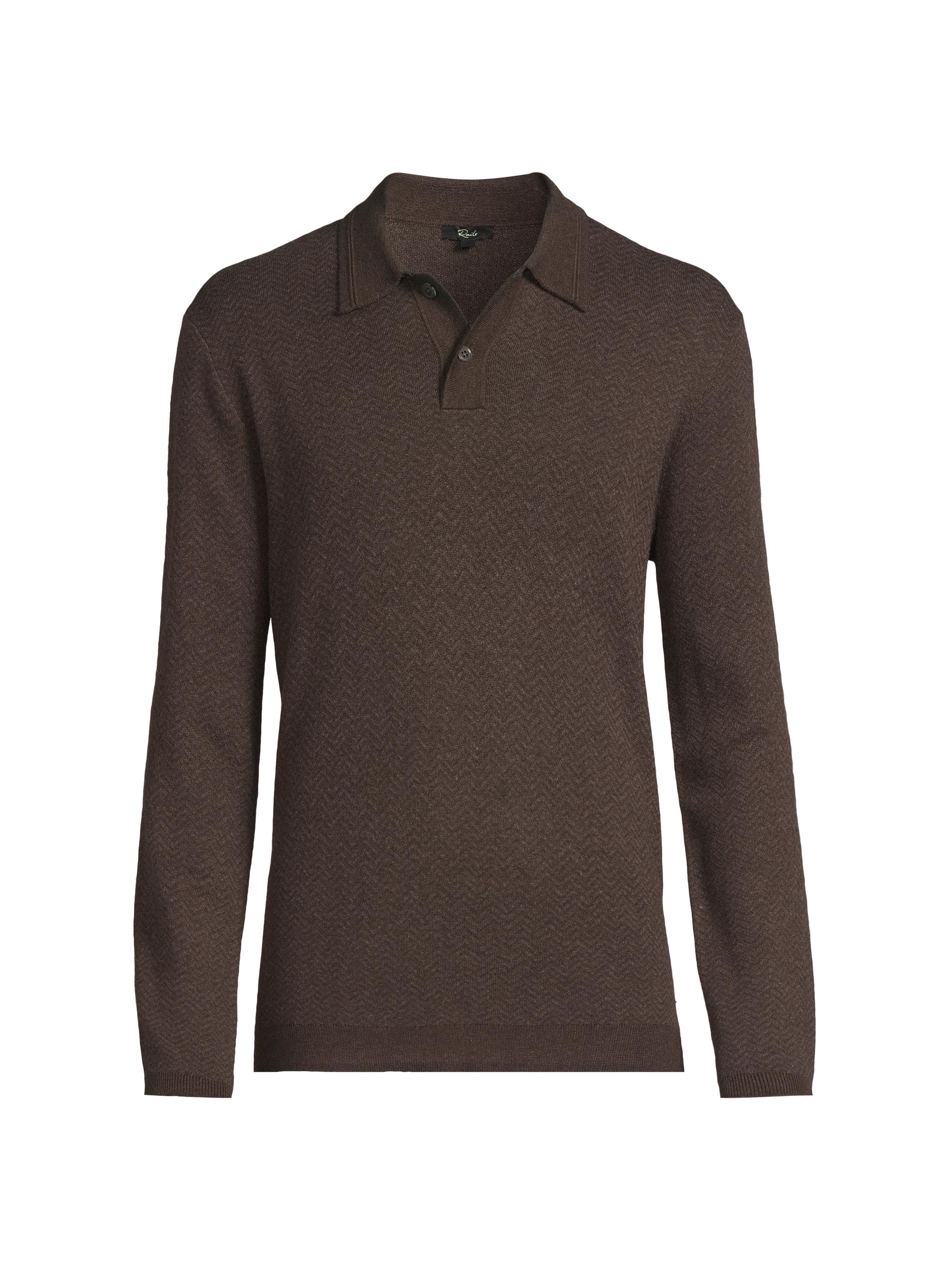 Rails Men's Herrington Knit Polo Shirt - Brown Herringbone Melange