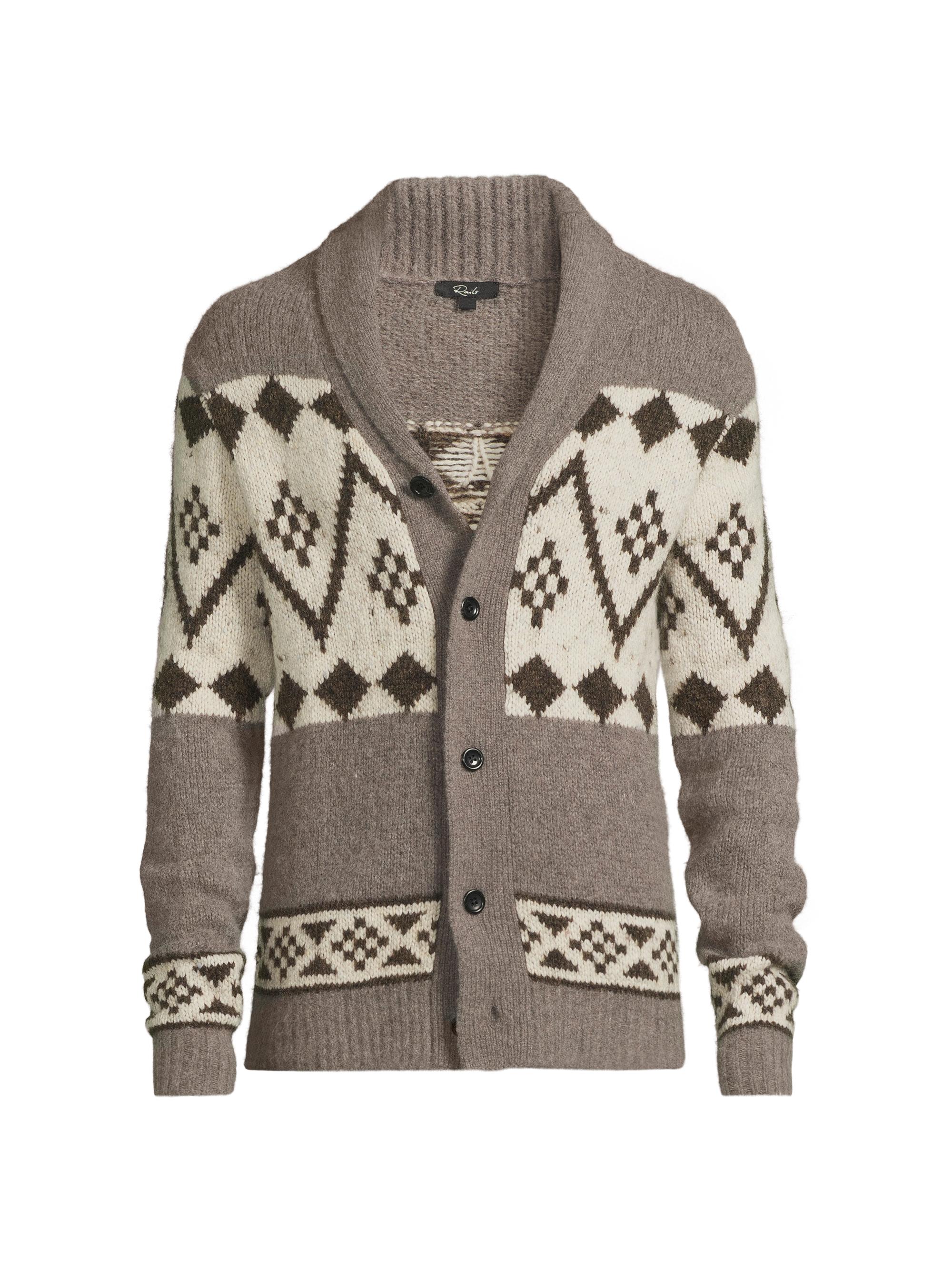 Rails Men's Kallio Fair Isle Shawl Collar Cardigan - Maple Oat