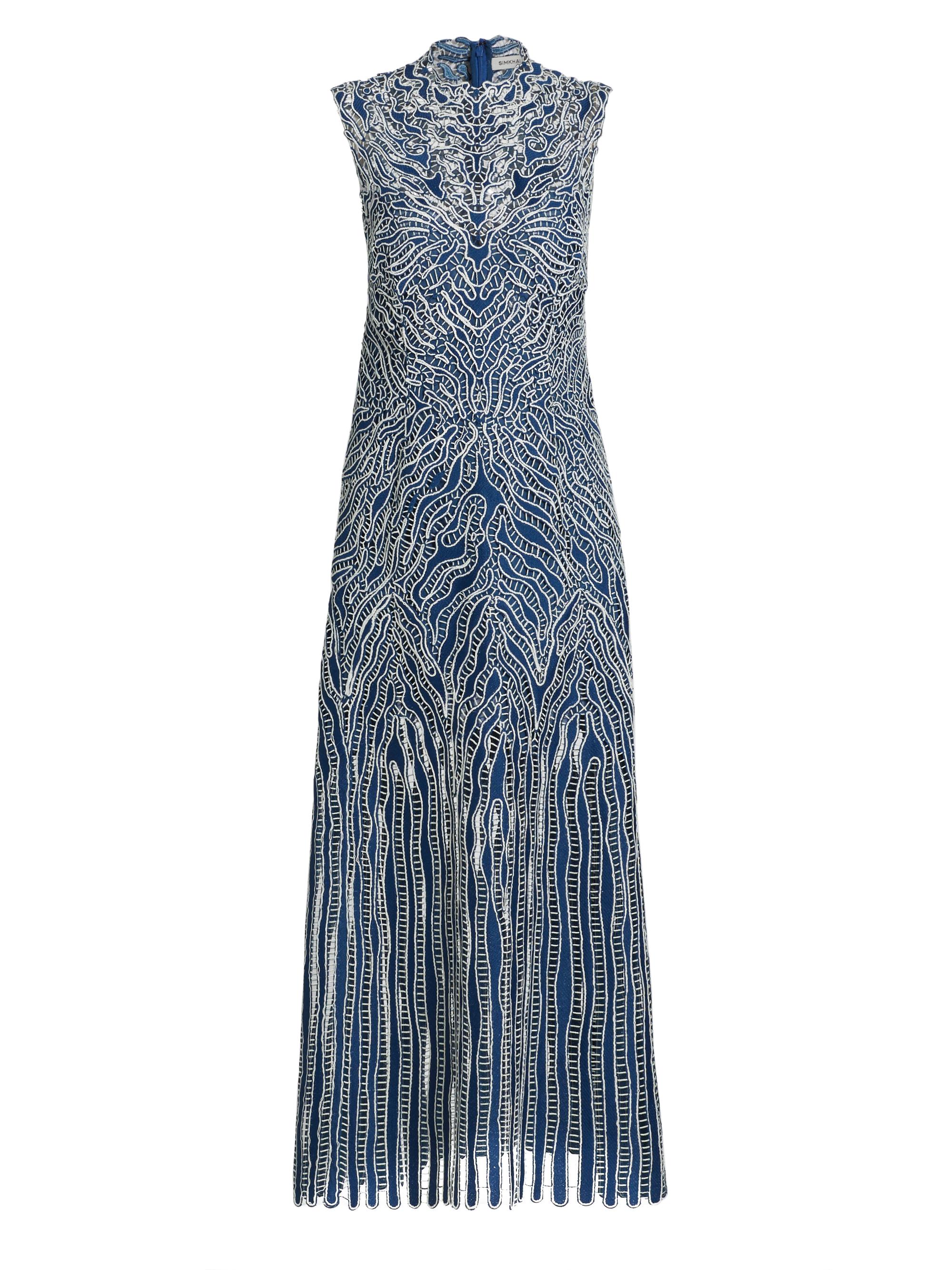 SIMKHAI Women's Giovanna Embroidered Maxi Dress - Marine Multi